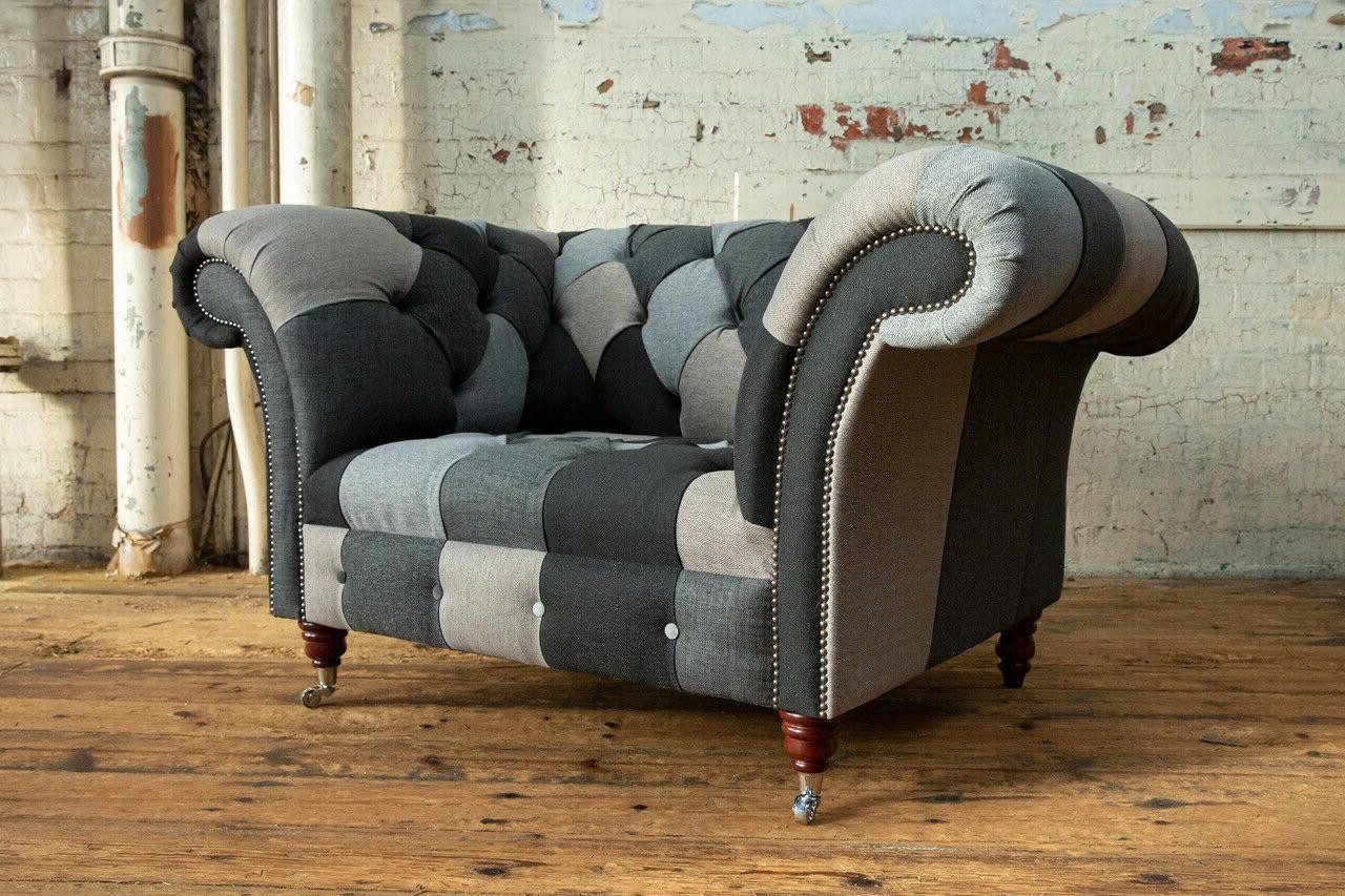 Xlmoebel Chesterfield-Sessel Neuer luxuriöser Einzelsitzer Stoff Lounge Sessel im Designstil (Sofa 1,5 Sitzer), Hergestellt in Europa