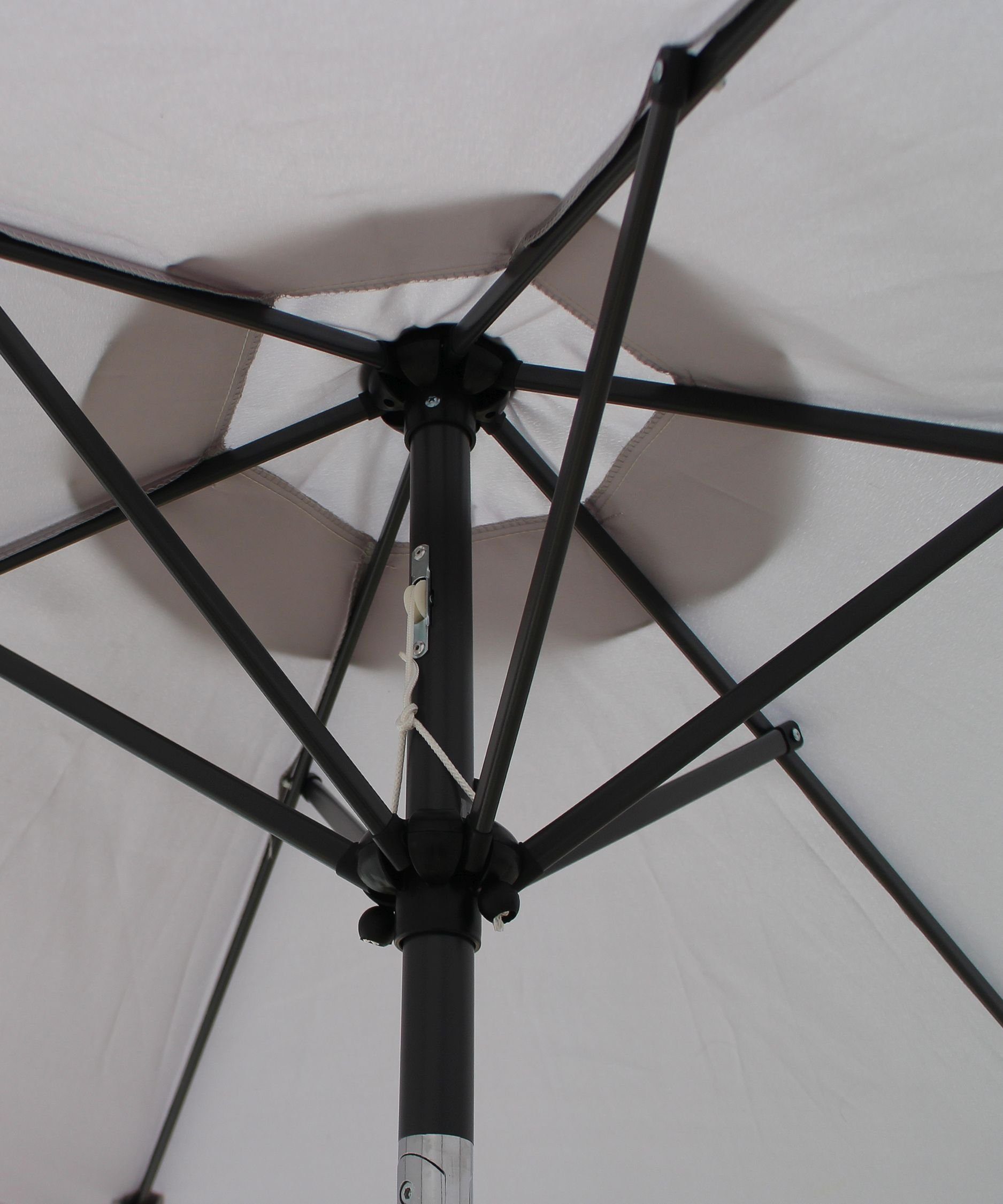 Pure Home & Garden Sonnenschirm Sunny 180 cm hellgrau Balkonschirm Kurbelschirm Gartenschirm, LxB: 180,00x180,00 cm, Sonnenschirm mit Kurbel, Sonnenschirm mit Kurbel, abknickbar / kippbar / knickbar / mit Kurbel