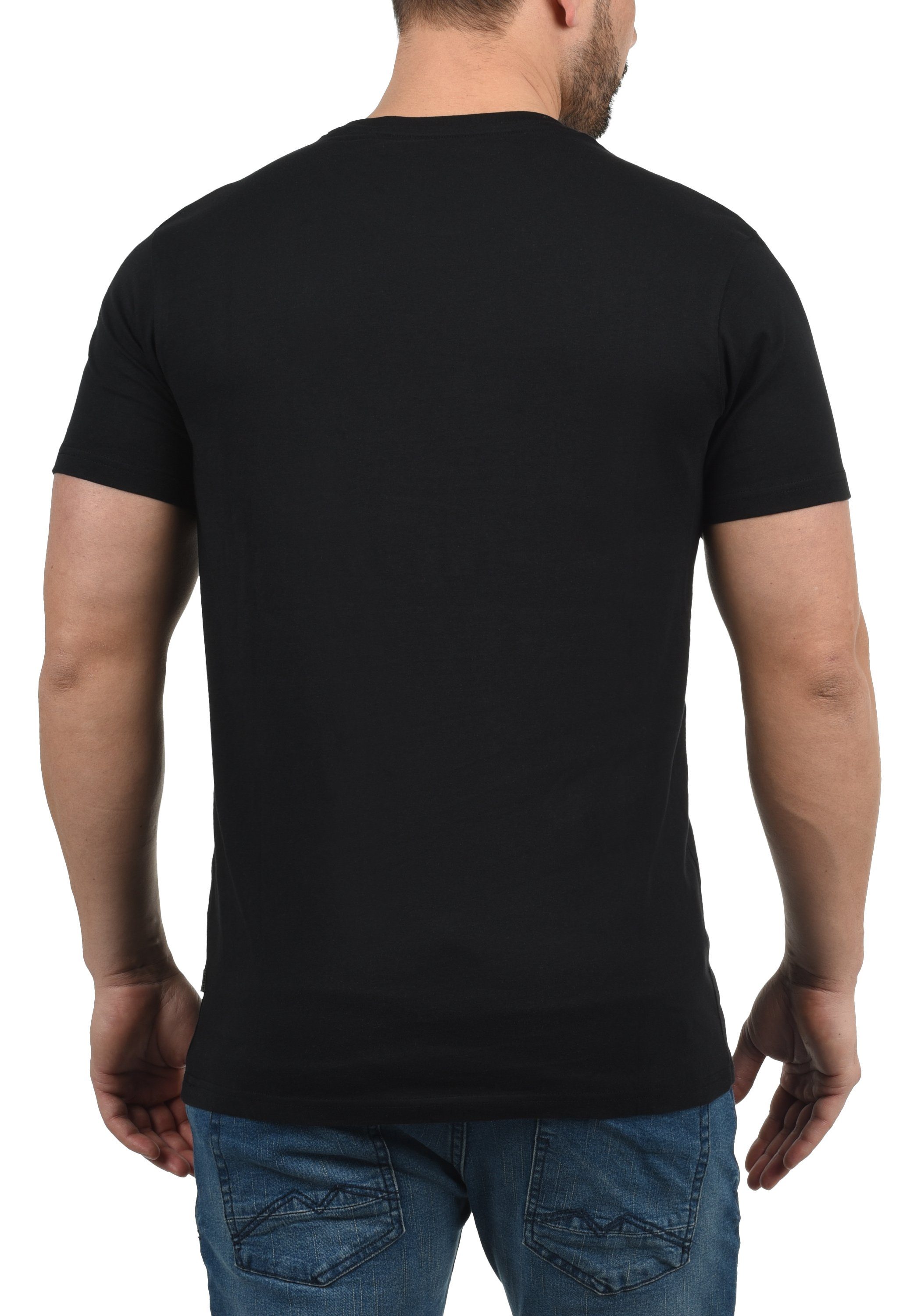 Solid Rundhalsshirt SDYork Kurzarmshirt mit Front-Print Black (9000)