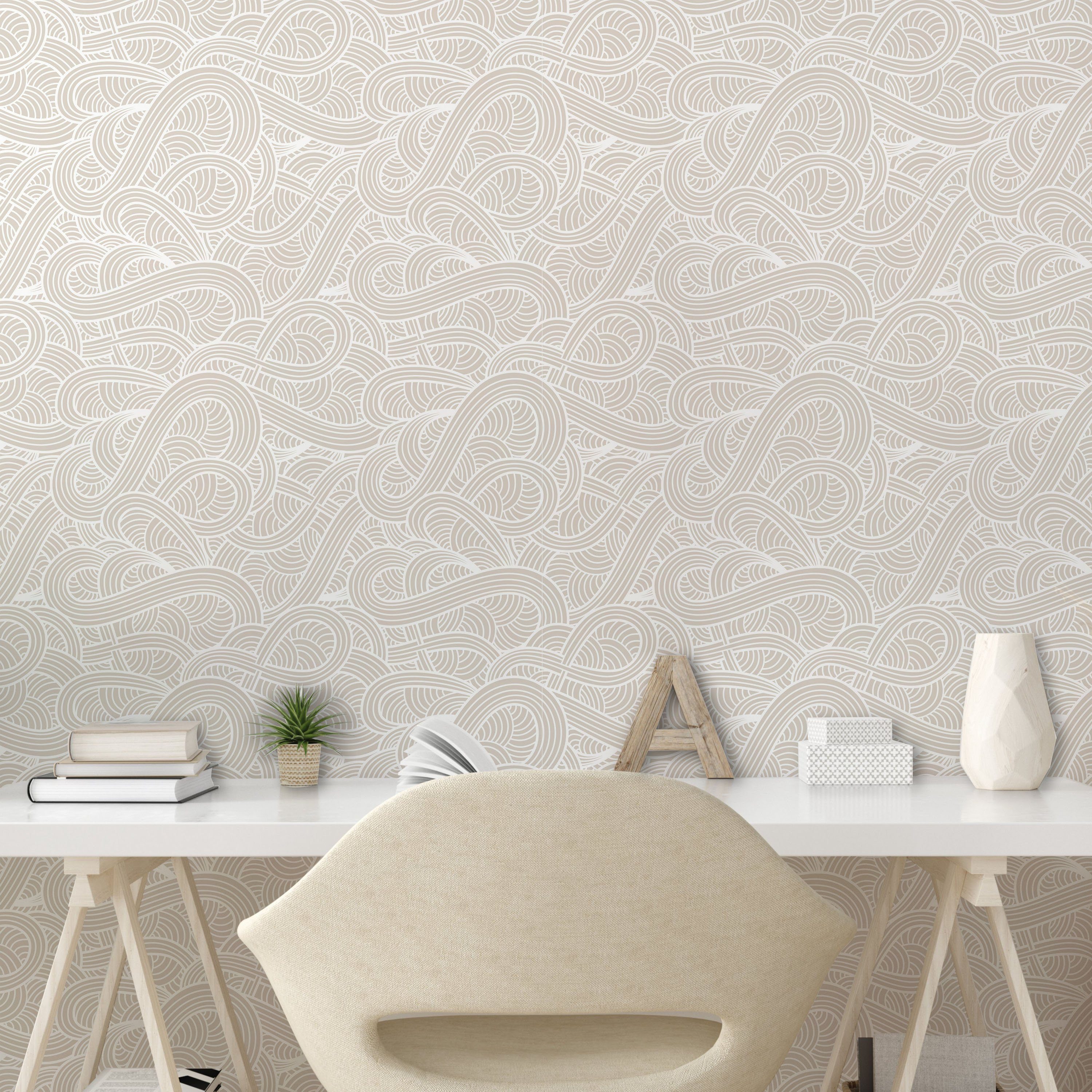 Abakuhaus Vinyltapete selbstklebendes Wohnzimmer Doodle Pastell Farbe neutrale Küchenakzent, wirbelt