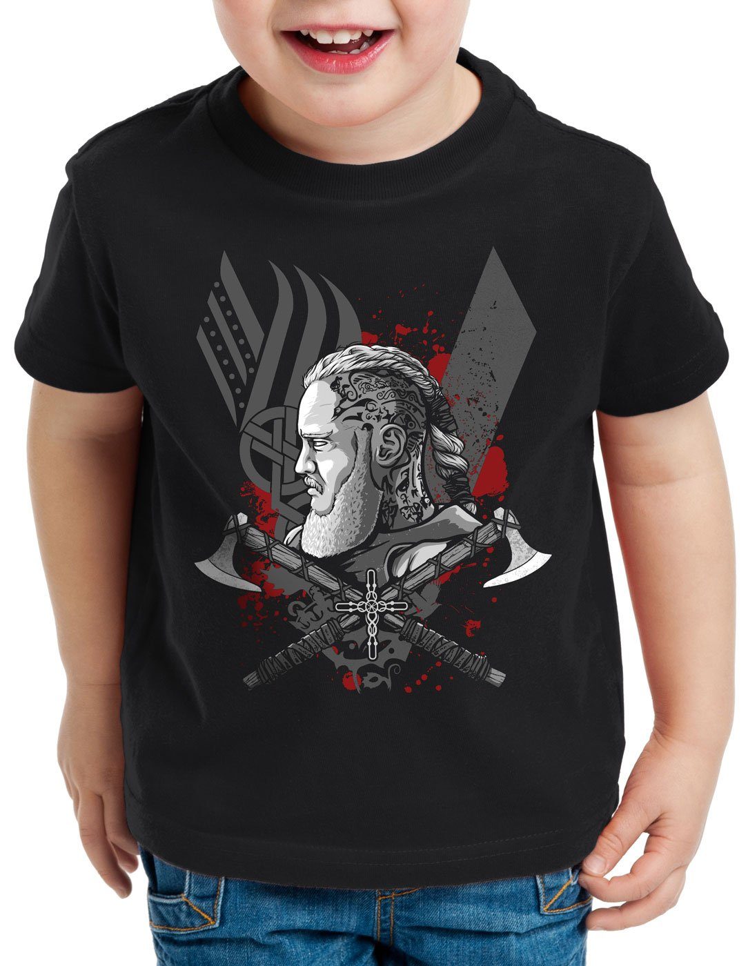style3 Print-Shirt Kinder T-Shirt Ragnar Lodbrok Wikinger Valhalla