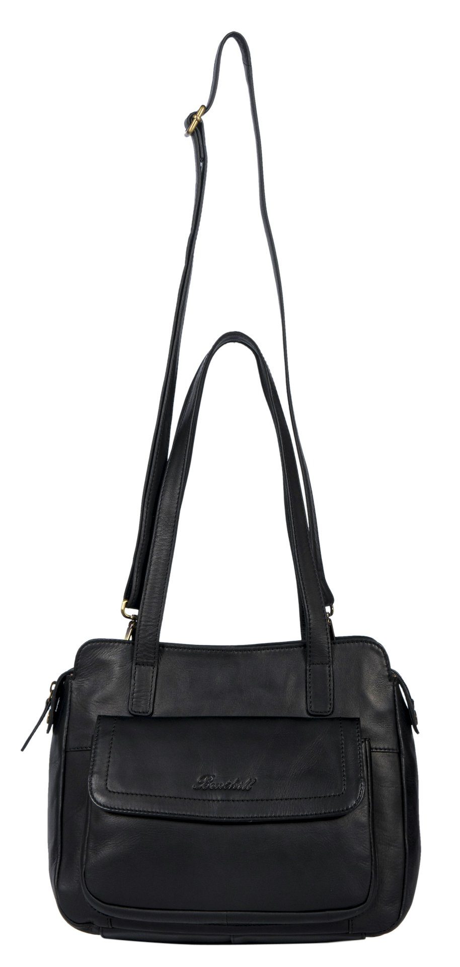 Benthill Handtasche Damen Echt Leder Henkeltasche Umhängegurt Vintage Tasche Umhängetasche, Schultergurt / Umhängegurt Reißverschlussfach