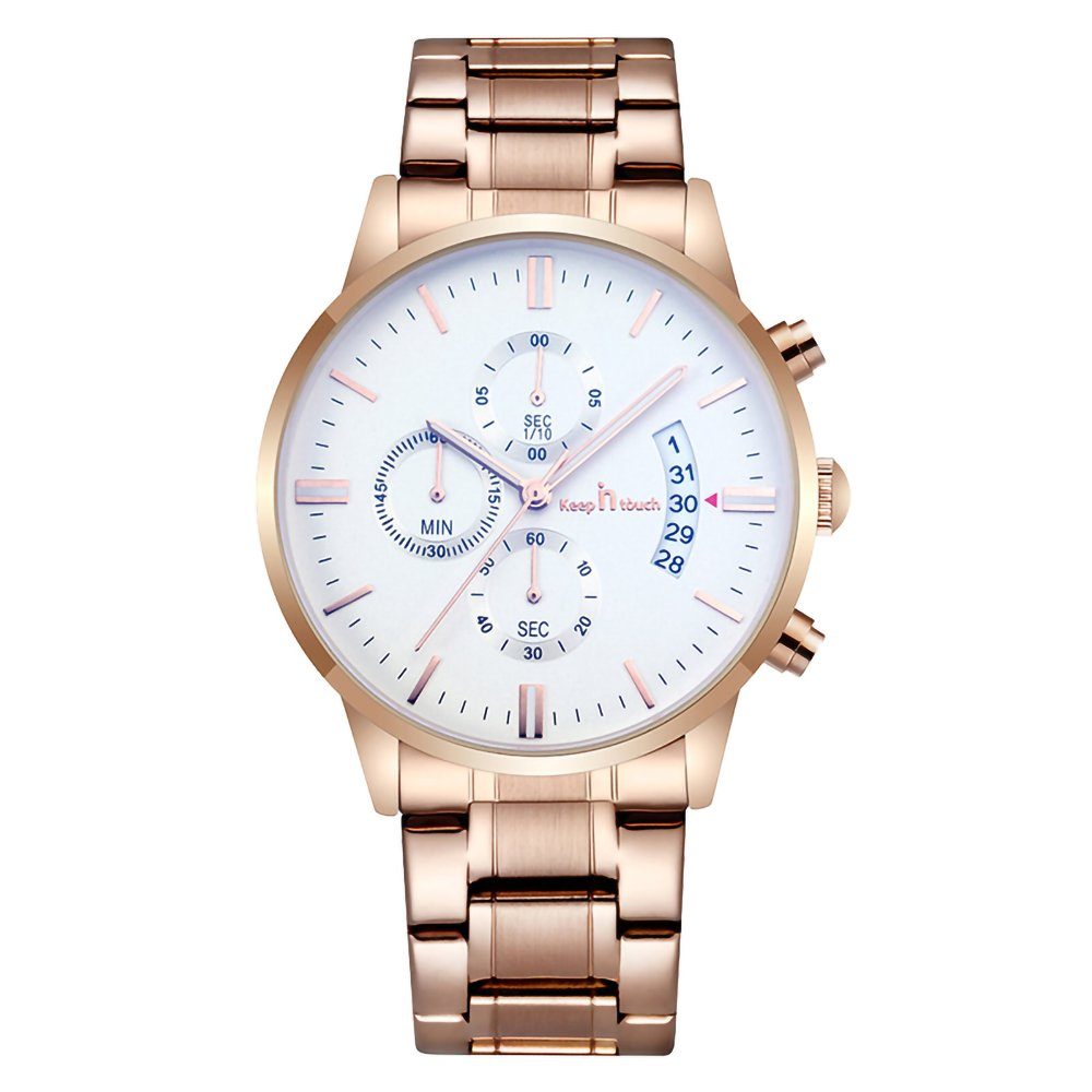 Weiß, Quarz Uhr Herren Roségold analoger Uhr wasserdicht Sport Edelstahl GelldG Armbanduhr Mode