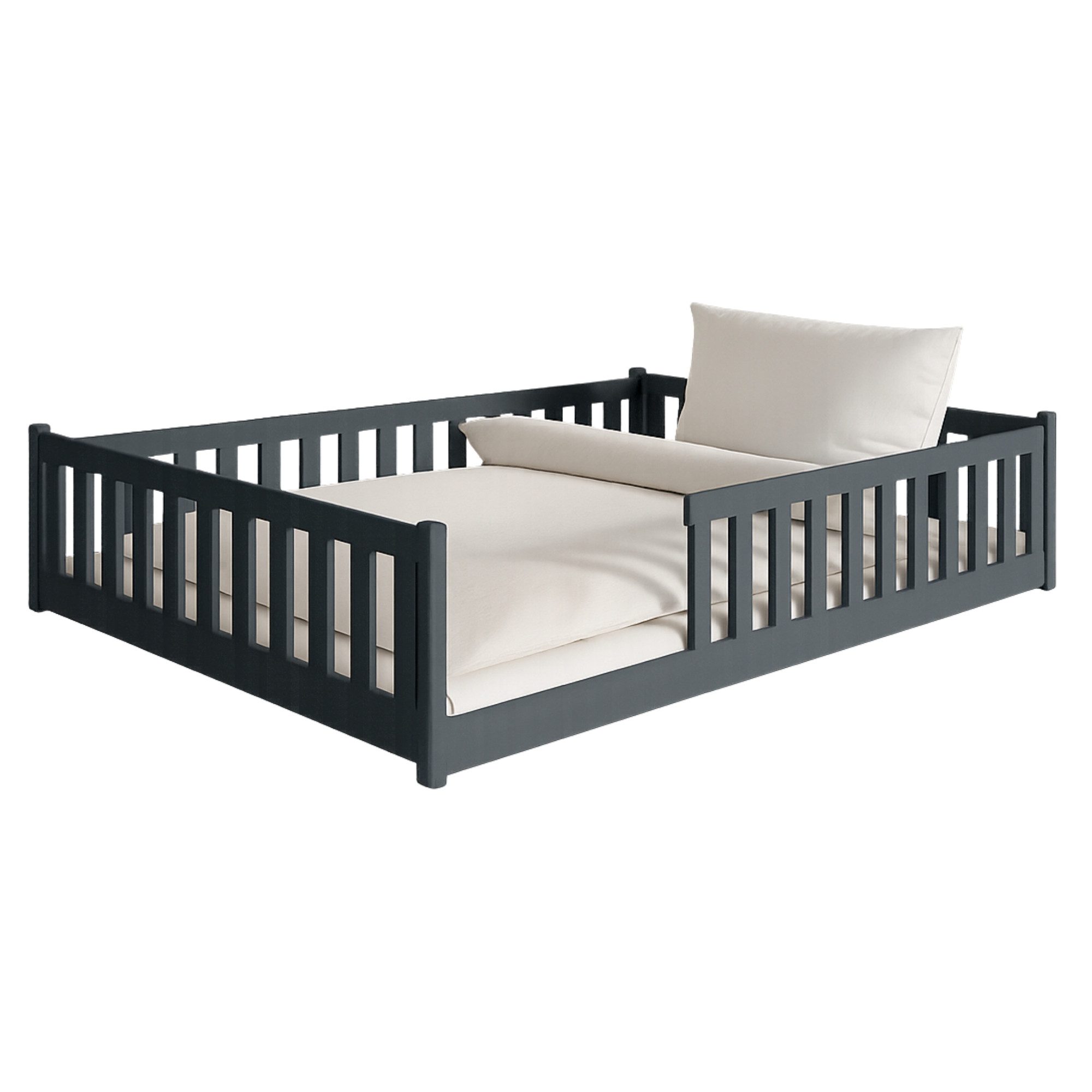 Kids Collective Kinderbett Bodenbett Bett mit Rausfallschutz & Lattenrost M günstig online kaufen