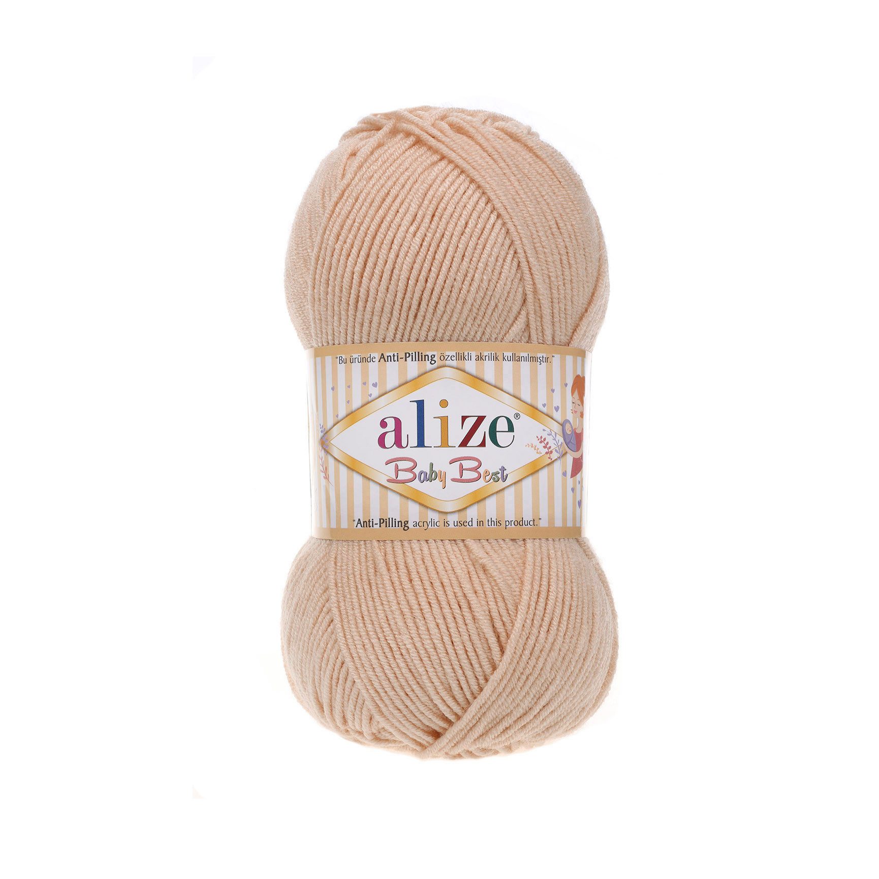 Alize 100g Strickgarn ALIZE Baby Best uni Häkelwolle, 240 m, 382 powder