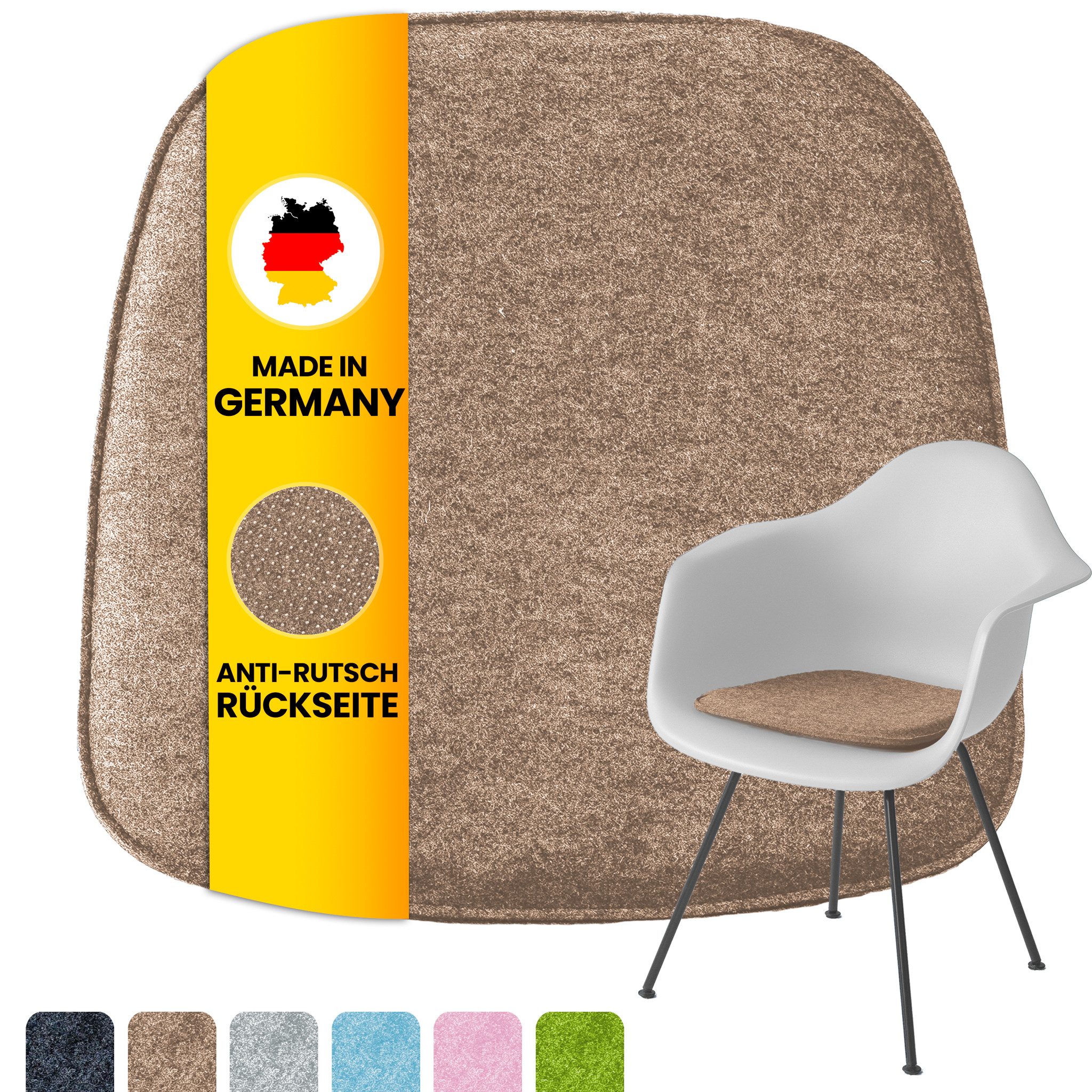 Easy and Green Sitzkissen Filz Eckig 40x39cm - Made in Germany waschbar und rutschfest