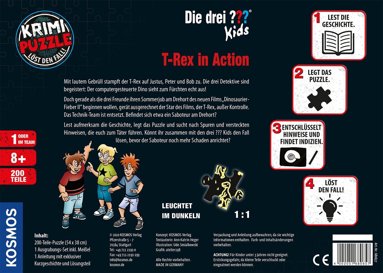 200 Die Kosmos drei Action, Puzzle Germany ??? T-Rex Puzzleteile, in in Made Krimipuzzle Kids