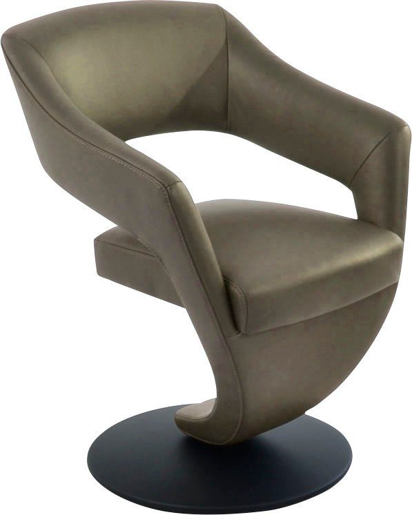 K+W Komfort & Wohnen Drehstuhl Kansas, Design Leder-Drehsessel mit hohem Sitzkomfort, Drehteller in schwarz