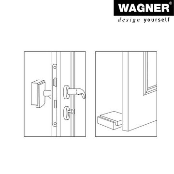 WAGNER design yourself Türstopper Boden- & Wand-Türstopper SCREW OR GLUE / Schrauben oder Kleben - 47 x 40 x 13 mm, Metall gebürstet, Edelstahloptik, Puffer thermoplastischer Kautschuk, weiß, Designpreis