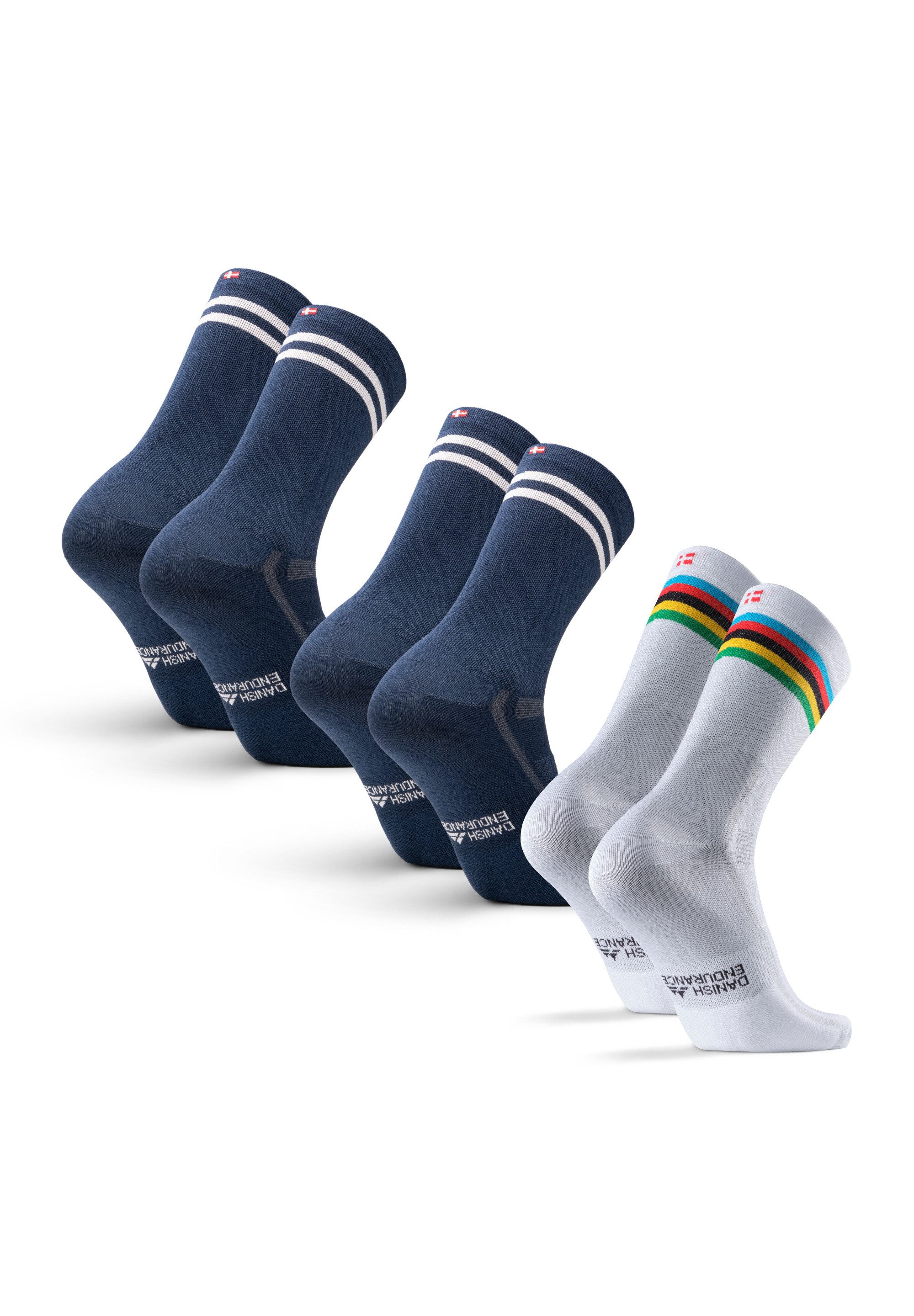 DANISH ENDURANCE Basicsocken long cycling (3-Paar) Radsportsocken für Herren & Damen, atmungsaktiv & gepolstert