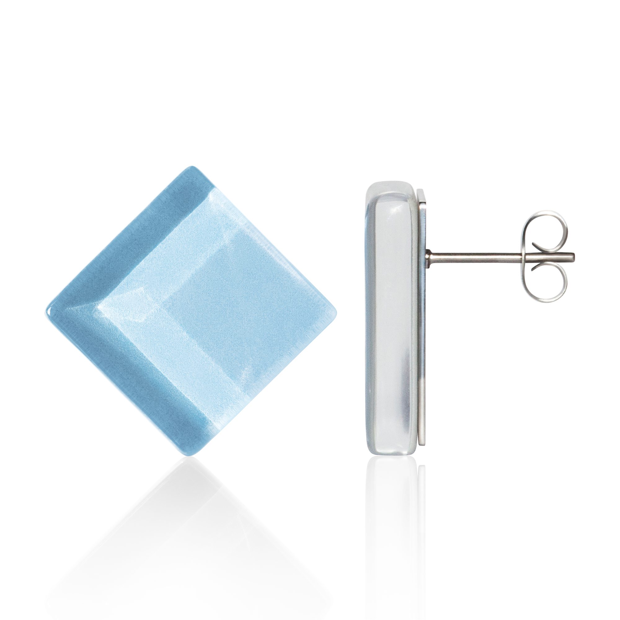 ALEXASCHA Paar Ohrstecker Quadratische Statement Ohrringe aus Glas • handgemacht