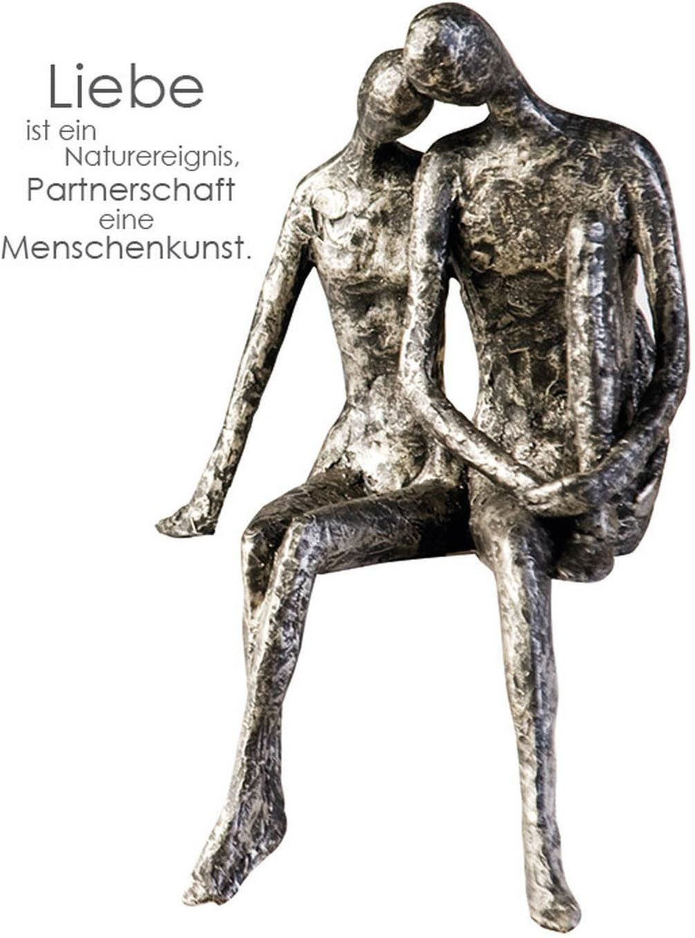 Casablanca by Gilde Dekofigur Skulptur Couple (1 St), Silberfarbenes Paar mit Antikfinish, Wohnzimmer