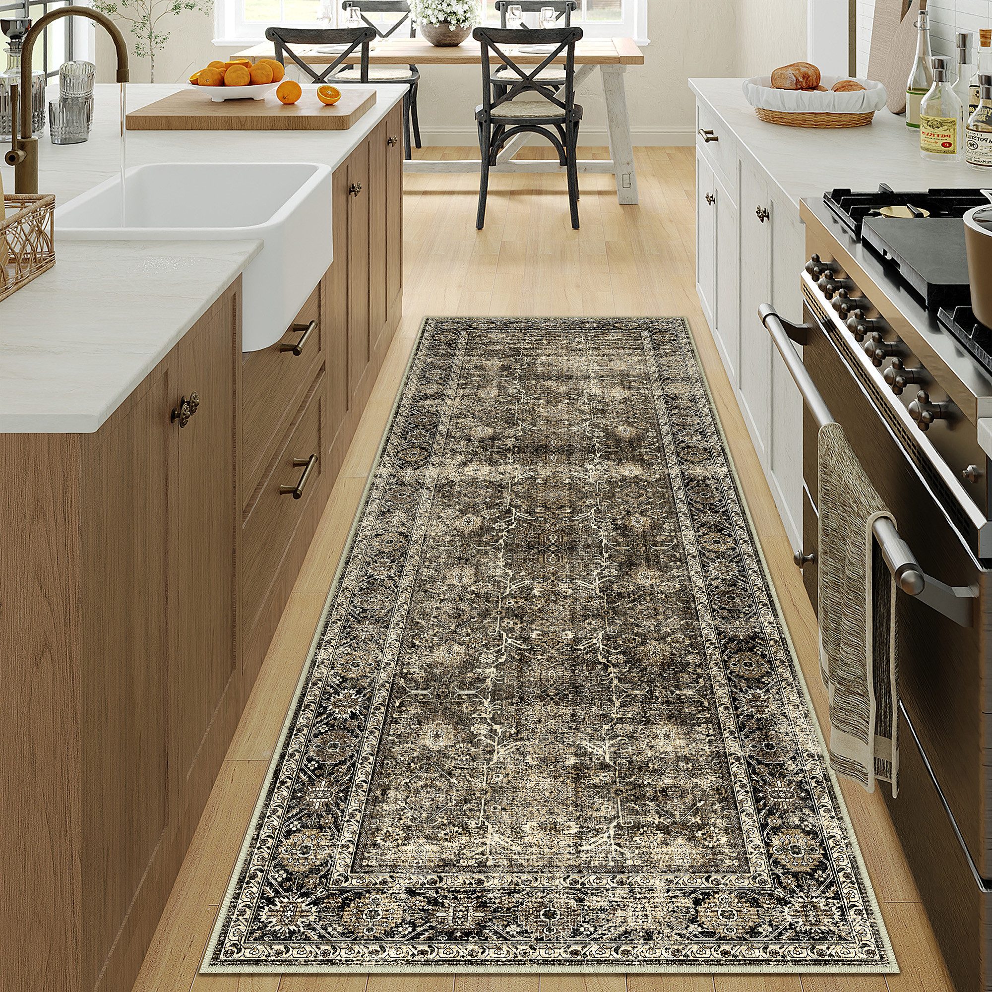 PURECOZY Teppich Wohnzimmerteppich, rutschfester Teppich, Vintage Stil, rec günstig online kaufen