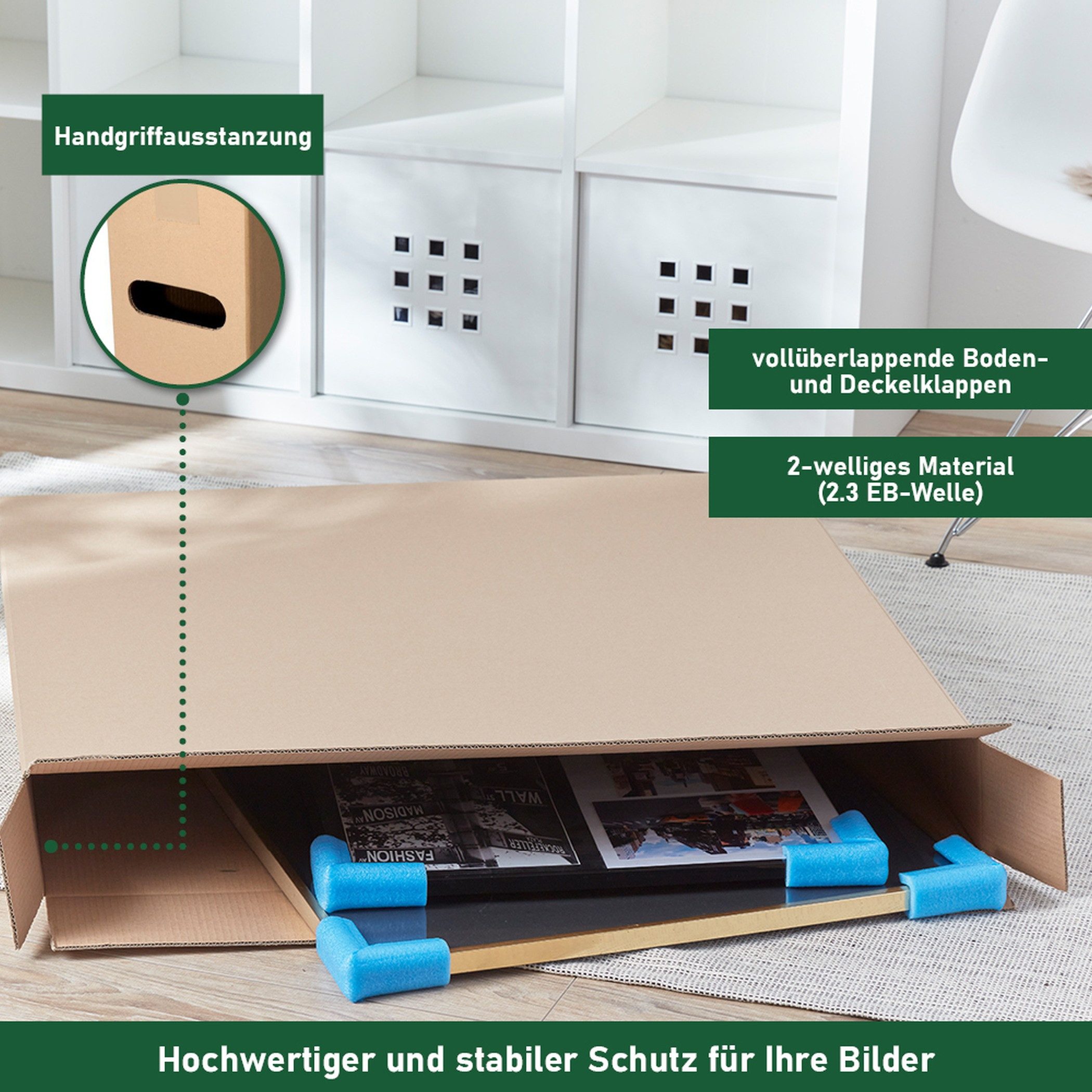 BB-Verpackungen Umzugskarton Bilderkarton, 2-wellig, 900 mm x 120 mm x 800 mm