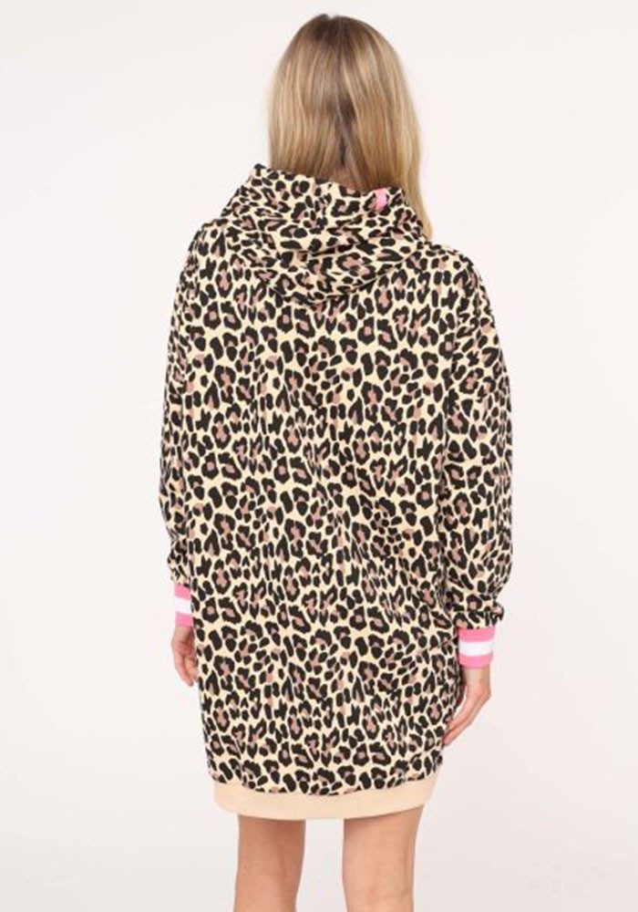 Zwillingsherz Sweatkleid "Leo all over" mit Kapuze und Kängurutasche, auffä günstig online kaufen