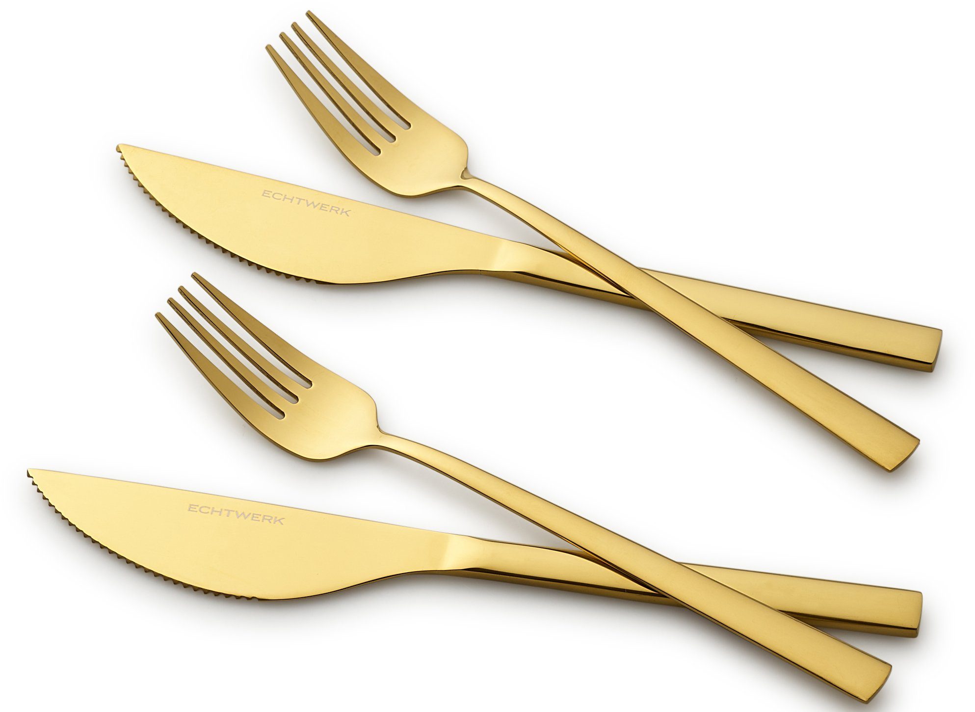 ECHTWERK Besteck-Set Angelini (4-tlg), 2 Personen, Chromnickelstahl 18/10, für Pizza, Quiche, Flammkuchen