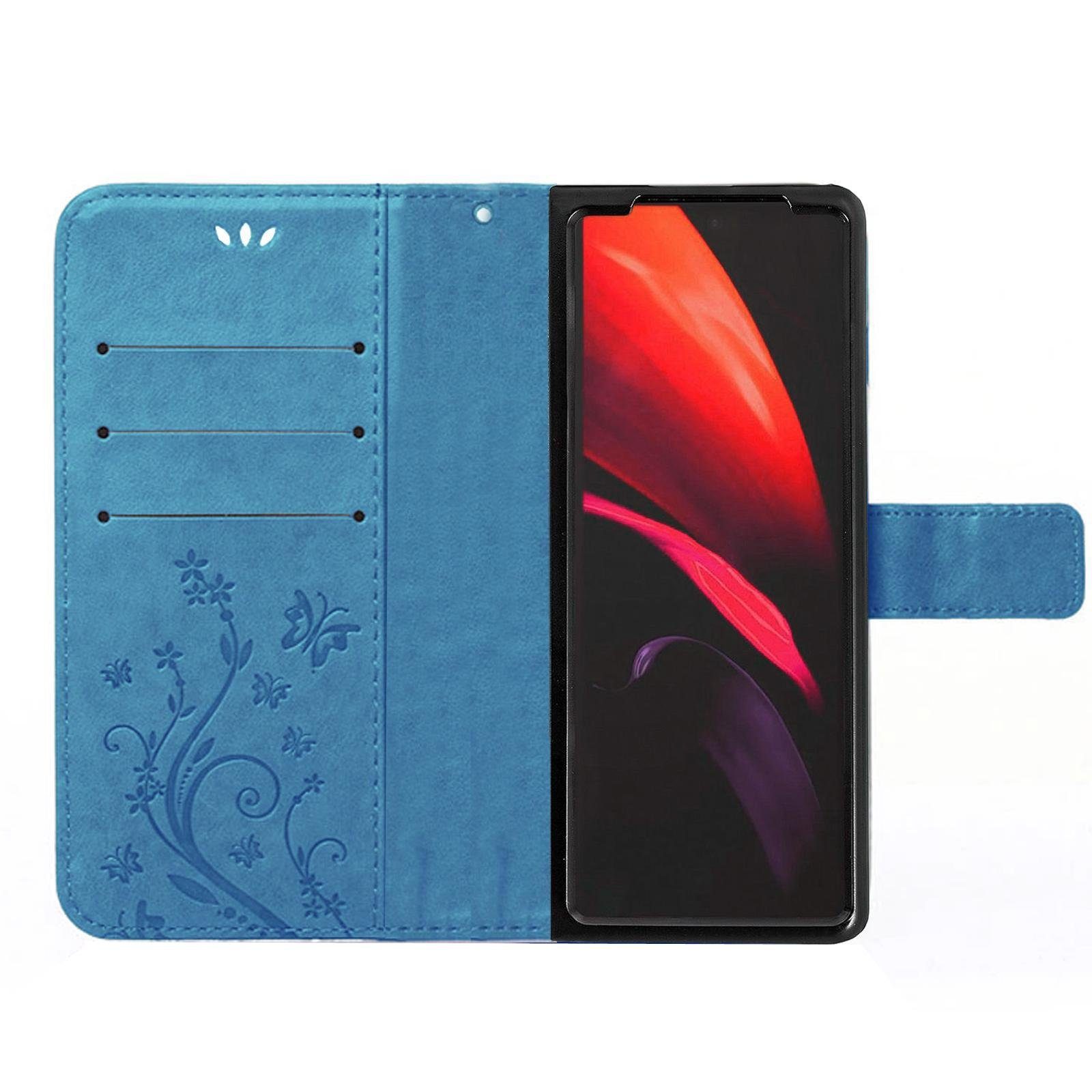 Numerva Handyhülle Bookstyle Flower Handytasche Schutzhülle für Samsung Galaxy Z Fold 3, Klapphülle Flip Cover mit Blumenmuster
