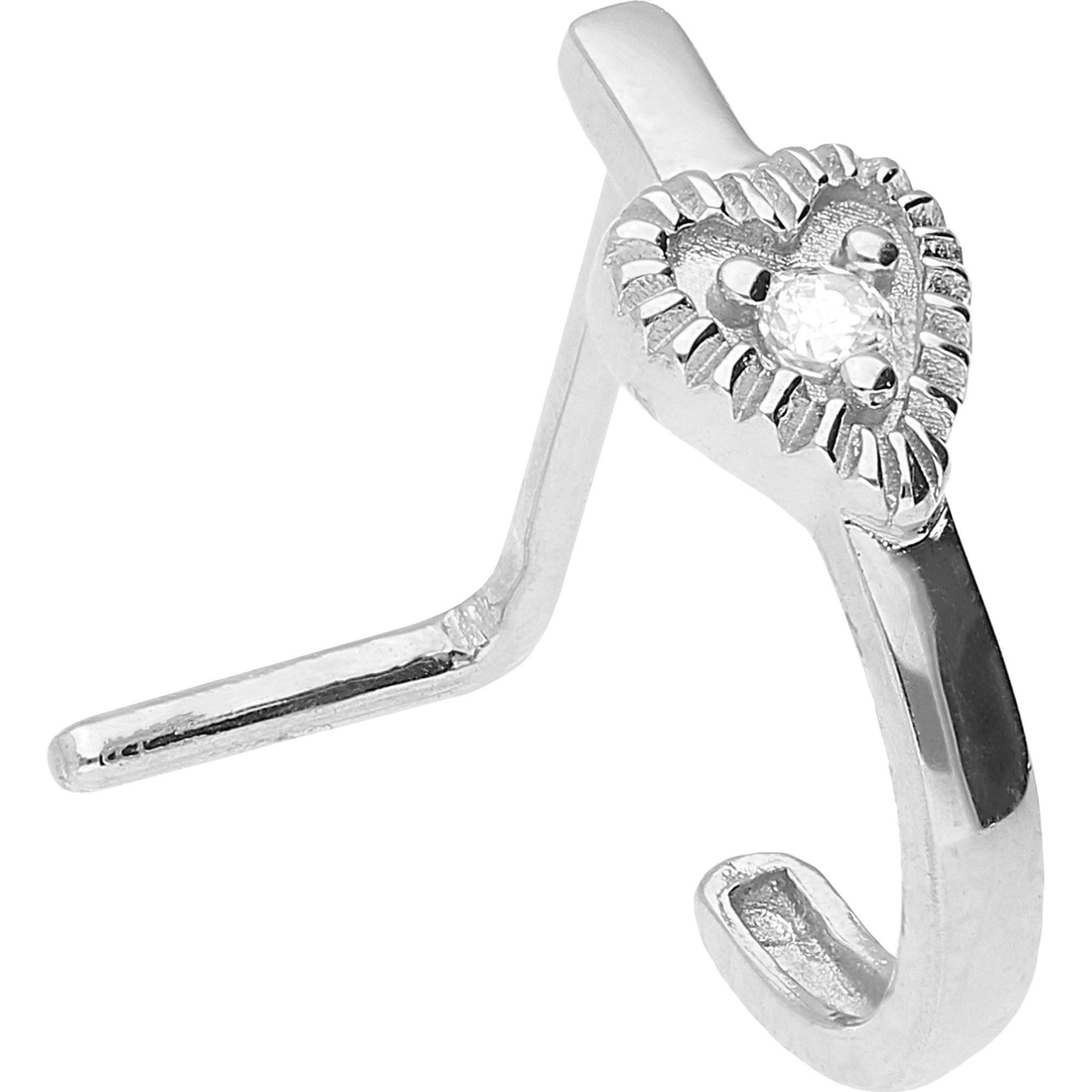 PIERCINGLINE Nasenpiercing Chirurgenstahl Nasenstecker HERZ + KRISTALL (Nasenstecker, 1-tlg)
