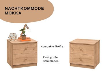 Cilek Nachtkommode Mokka, Große Ablage, Breite 49 cm, Zwei Schubladen