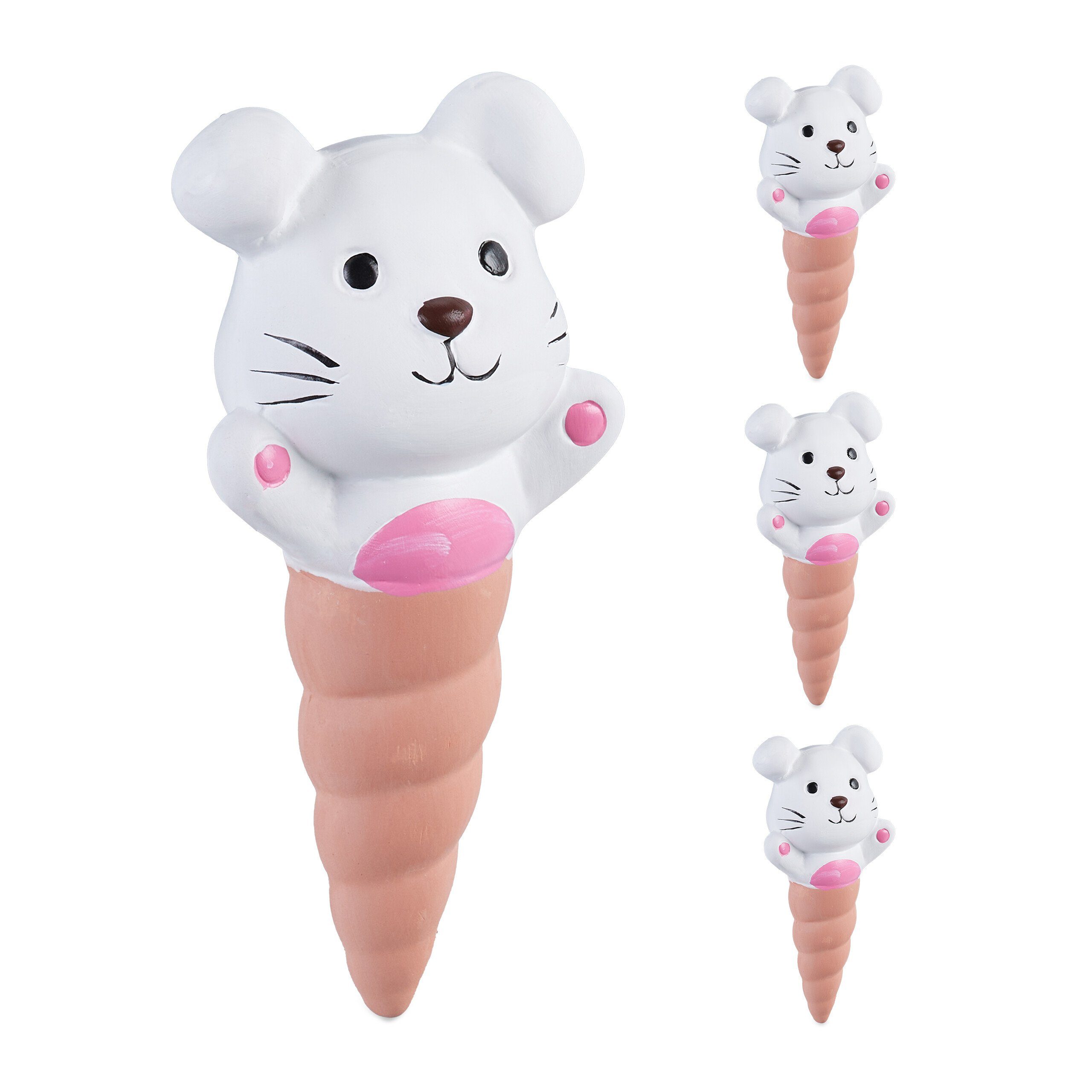 relaxdays Bewässerungskugel Tonkegel Hase im 4er Set