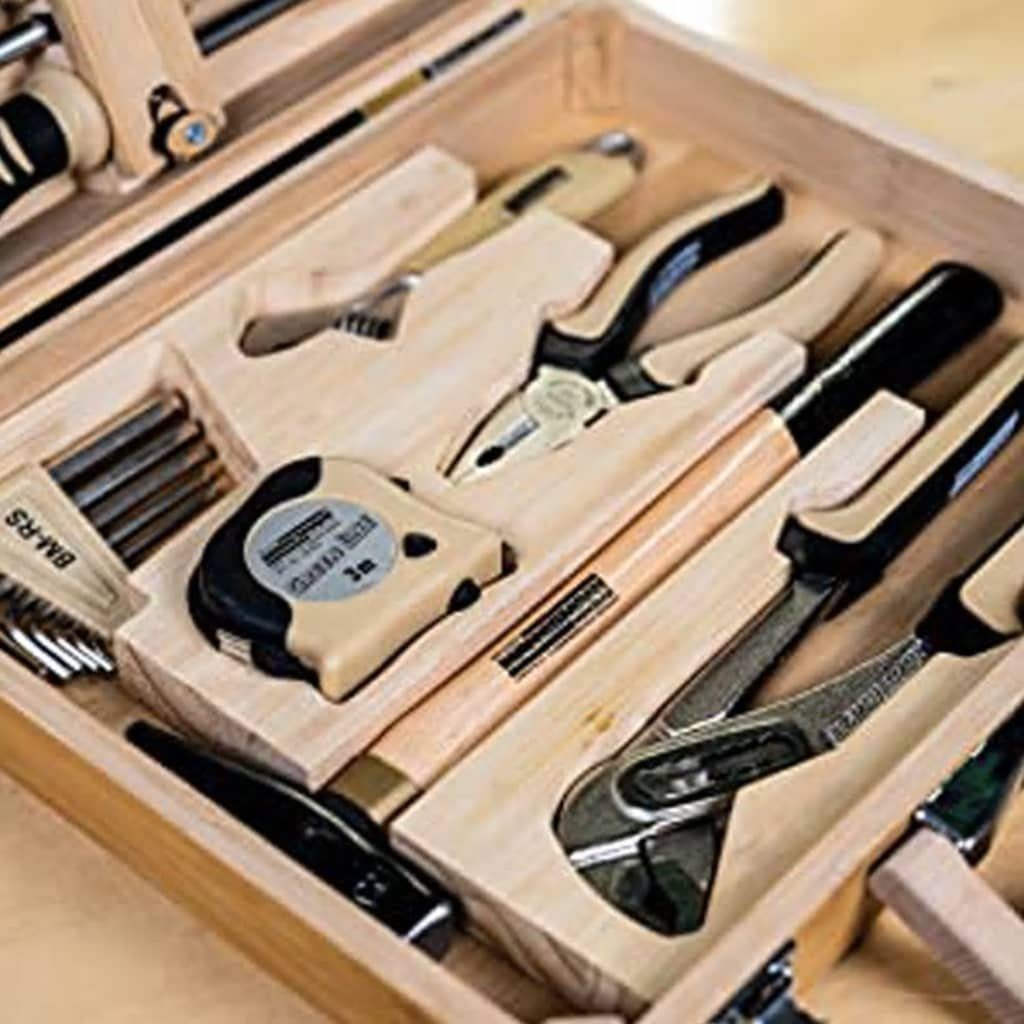 Werkzeugset (1-St) Werkzeug-Set 24-tlg. Bambus-Werkzeugkoffer, Werkzeuge Mannesmann Brüder