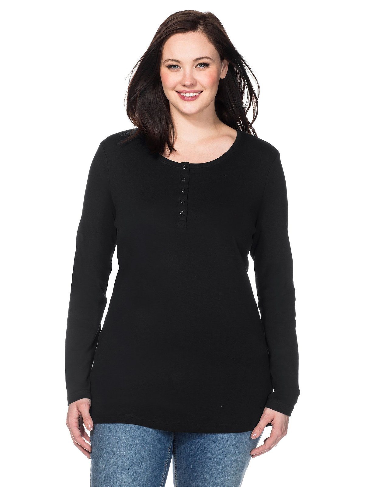 Sheego Langarmshirt Große Größen mit Serafinokragen. € 33,99