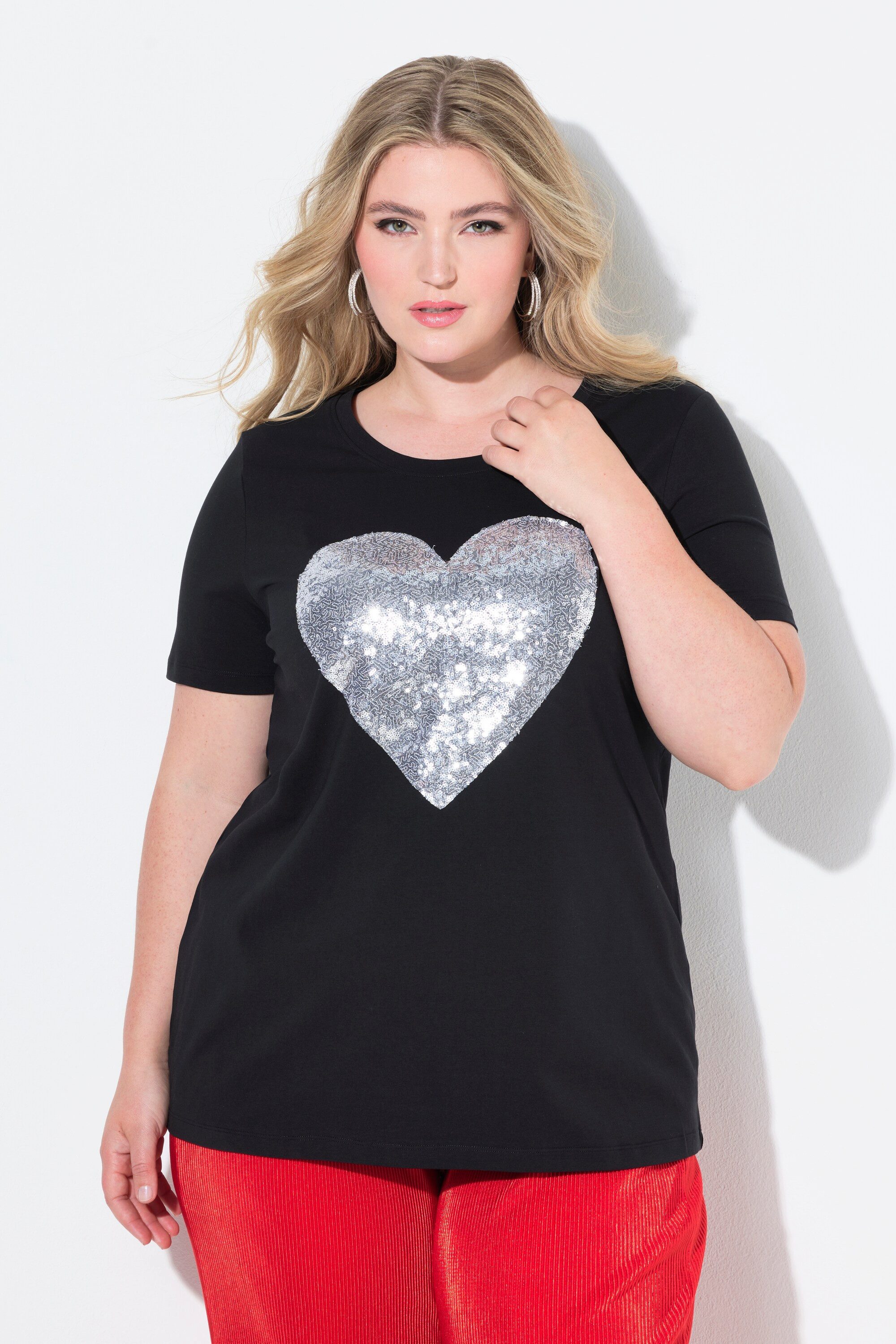 MIAMODA T-Shirt T-Shirt bequeme Passform Paillettenherz günstig online kaufen