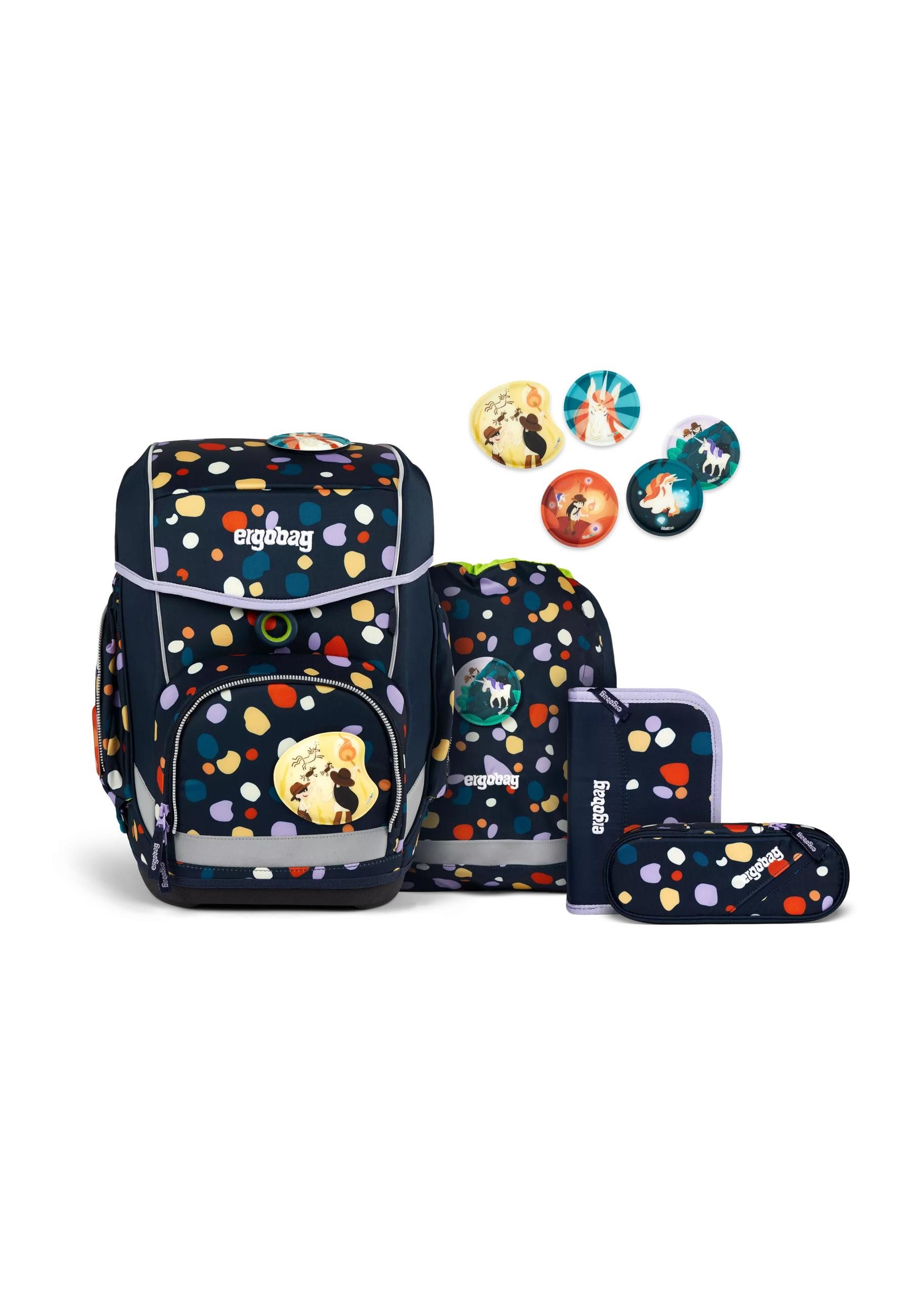 ergobag Schulranzen cubo Set (5-tlg., 5-teiliges Set), größenverstellbares Rückensystem