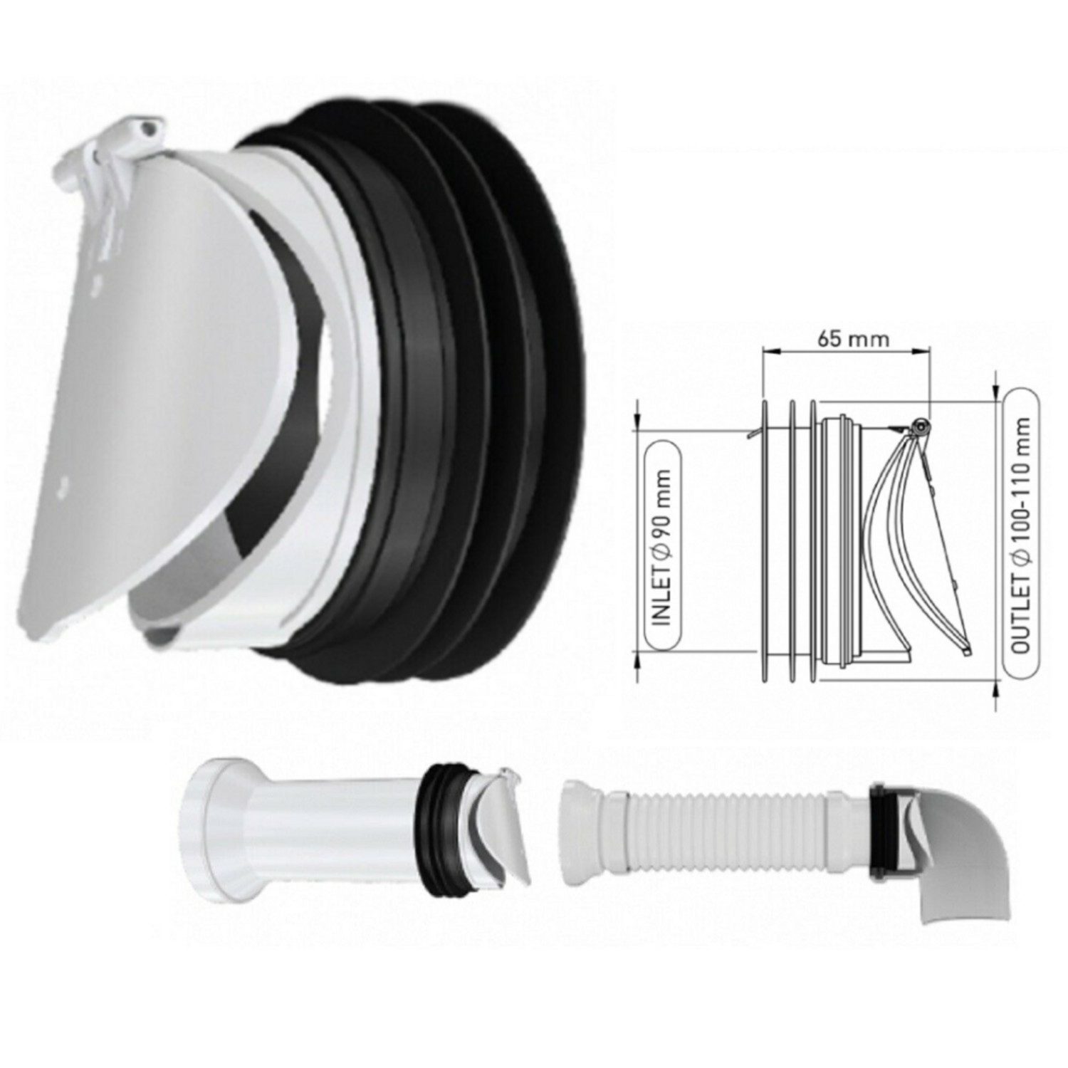 Uzman Ablaufgarnitur Rattenschutzklappe Ø DN 90-100/110 Rattenklappe Ratten günstig online kaufen