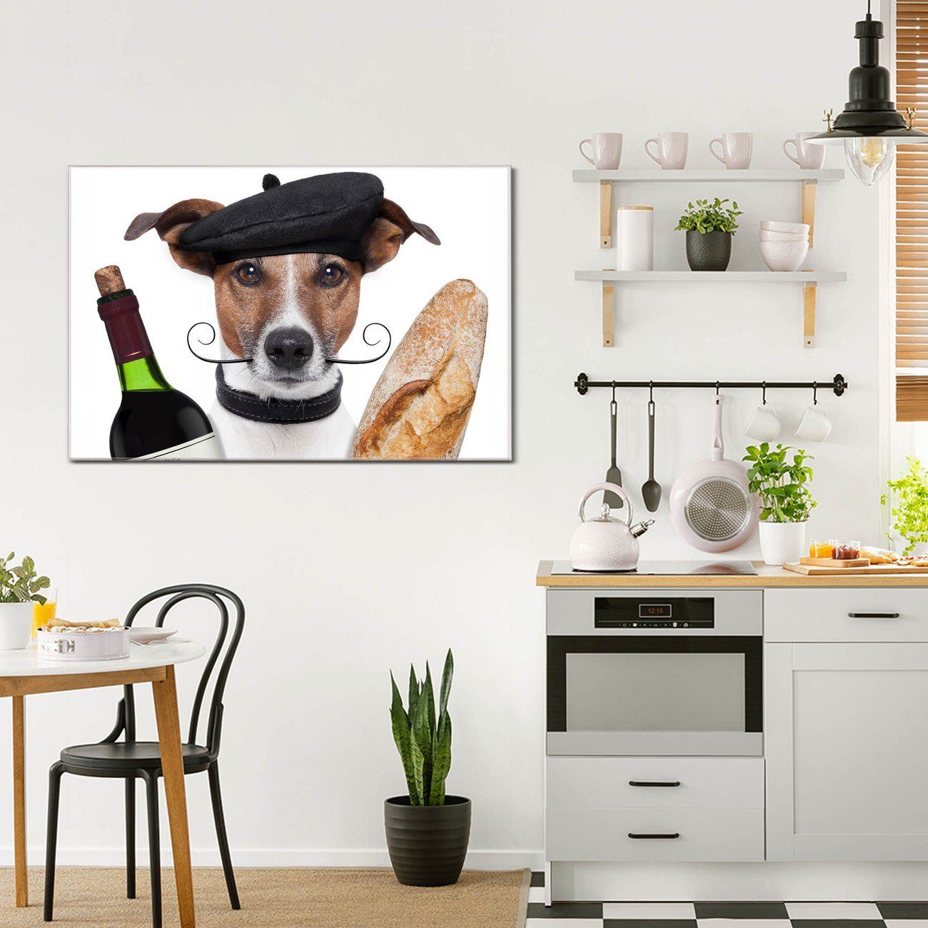 banjado Wandtafel Glas Franzose Jack Russel, inklusive) Glas, (gehärtetes 4 Magnete