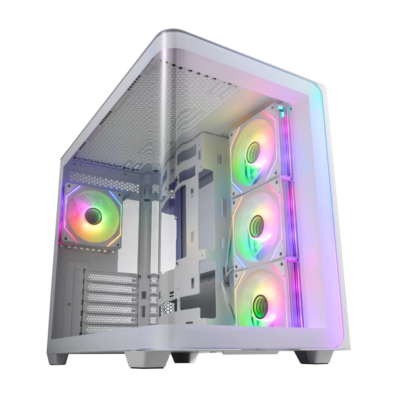 FSP PC-Gehäuse M580, Tower-Gehäuse weiß, Tempered Glass x 2