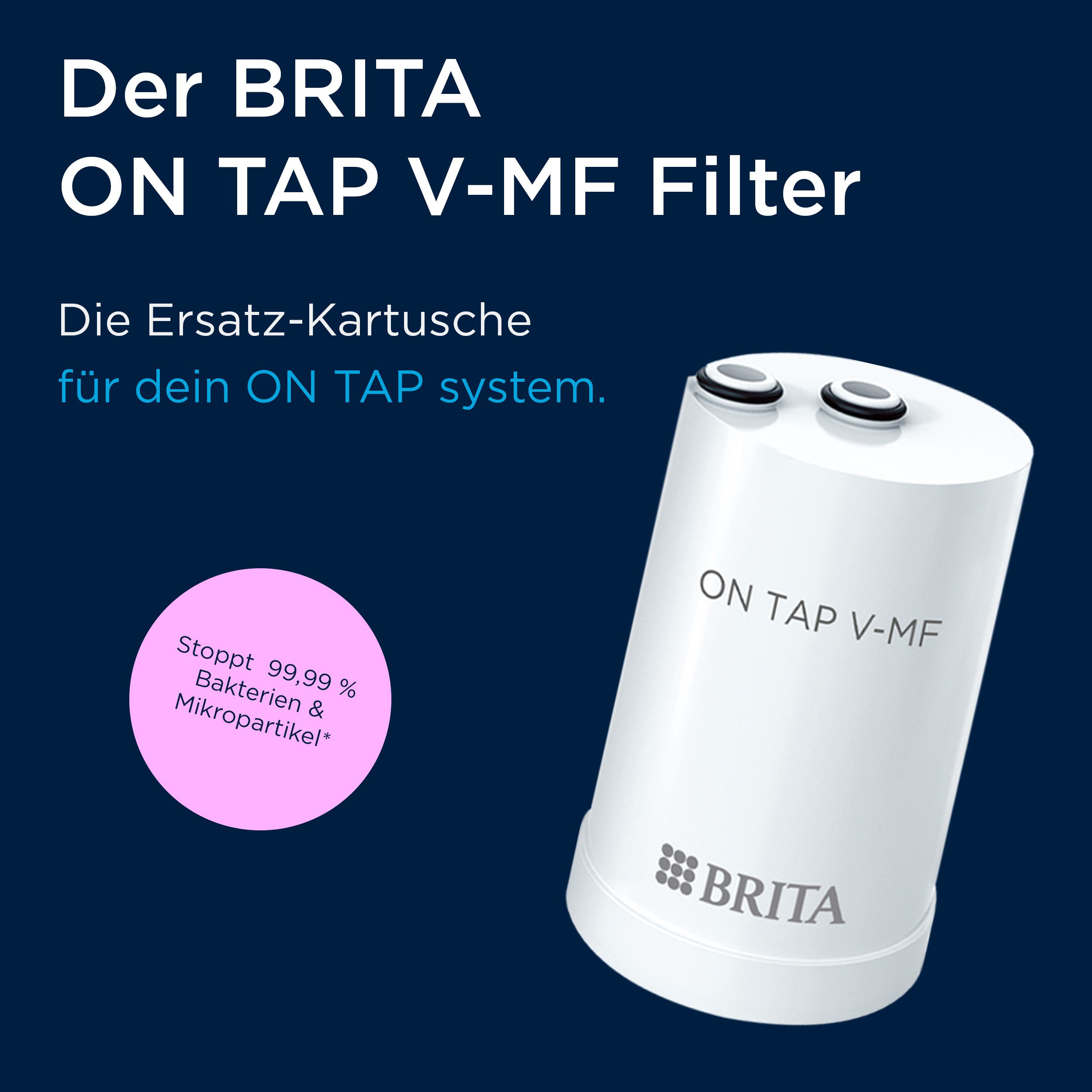 BRITA Wasserfilter ON TAP V-MF Wasserhahn-Filter für ON TAP & ON TAP Pro Systeme, Original Ersatzfilter reduziert 99,999 % Bakterien, PFAS, Chlor & mehr – Bild 2 von 5