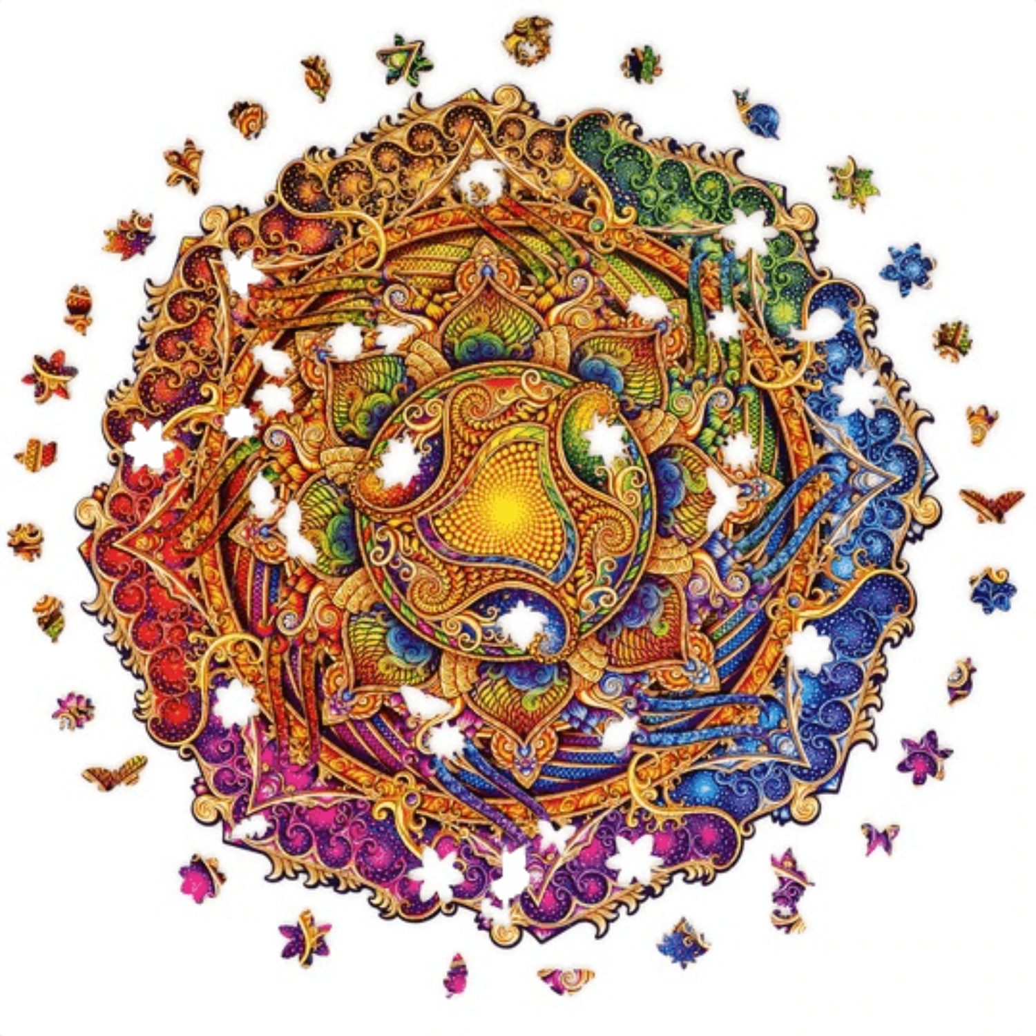 Unidragon Puzzle Unidragon Mandala Unerschöpflicher Wohlstands Holzpuzzle, 700 Puzzleteile