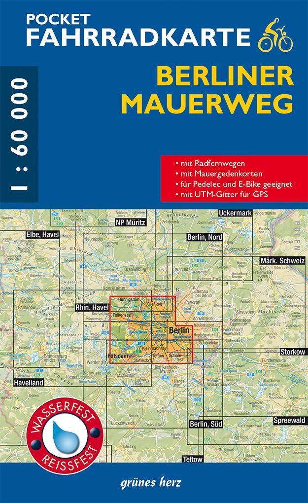Pocket-Fahrradkarte Berliner Mauerweg 1:60 000 (wasser- und reißfest) / diverse, (wasser- und reißfest)