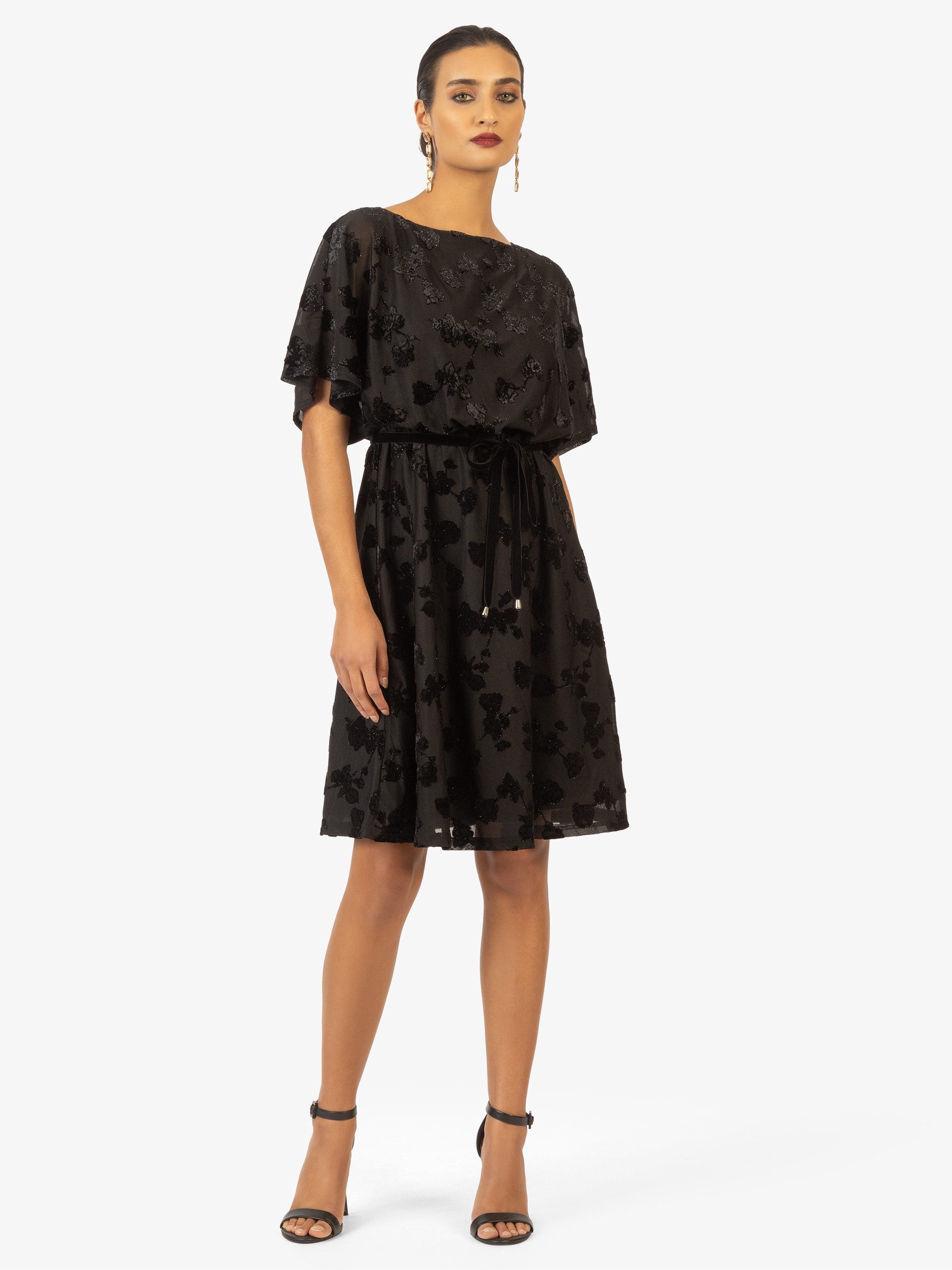 Kraimod Cocktailkleid mit Flockprint und Bindegürtel günstig online kaufen