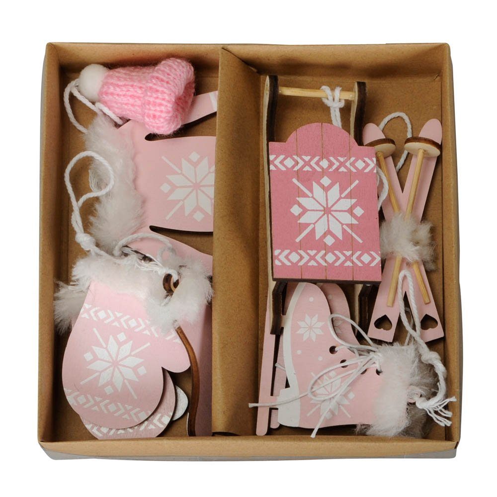 Posiwio Christbaumschmuck Anhänger MOUNTAIN rosa weiß aus Holz Weihnachtsan günstig online kaufen