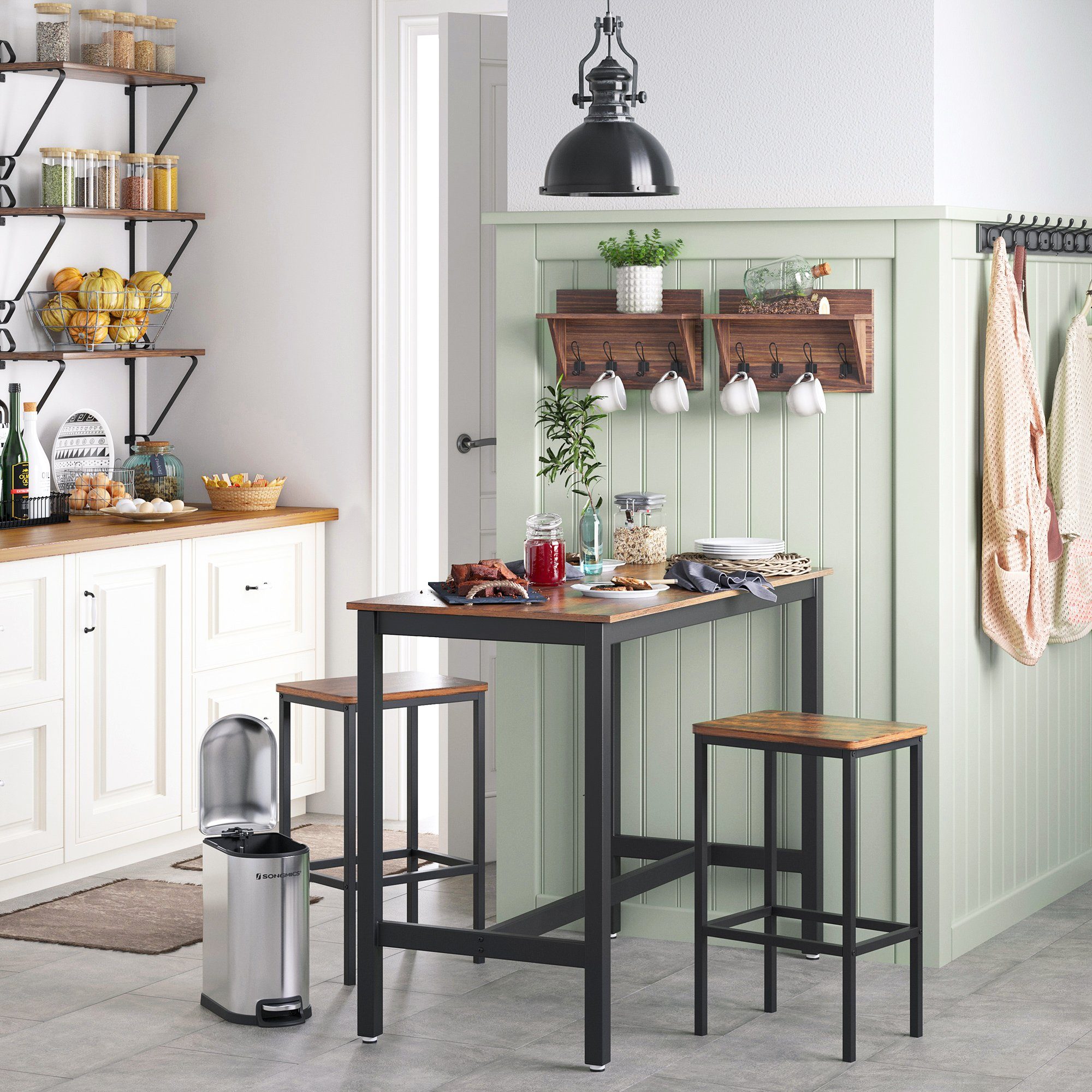 VASAGLE Barhocker Barstühle (Set, 2 St., 2er), bis 120kg belastbar 40 x 30 x 65 cm