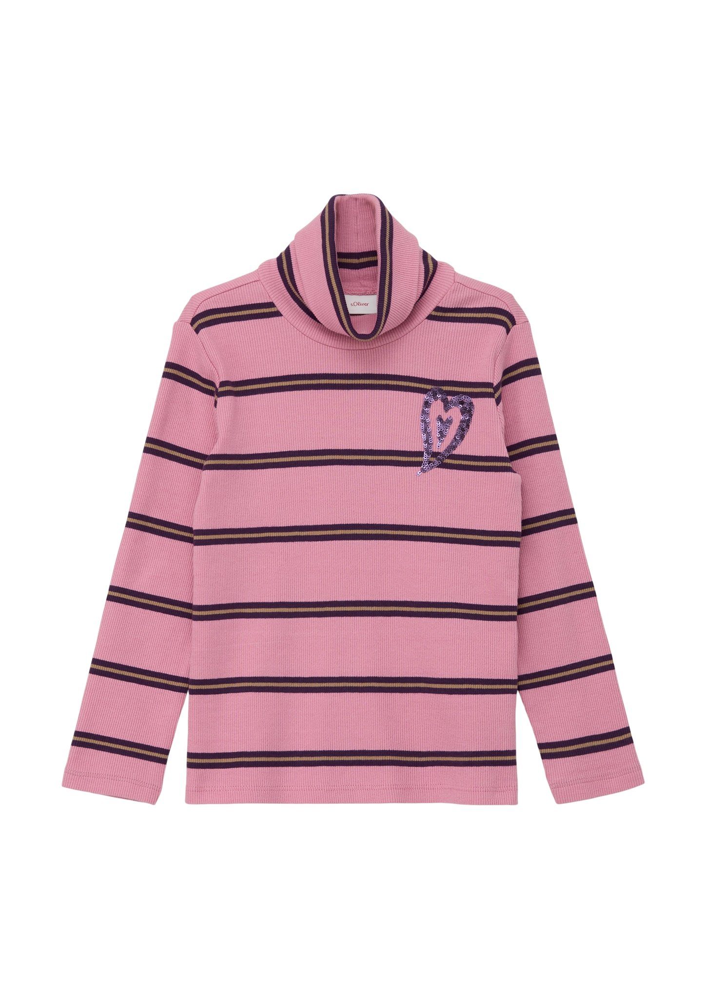 Pailletten-Herz Junior Langarmshirt mit Brust s.Oliver der auf rosa