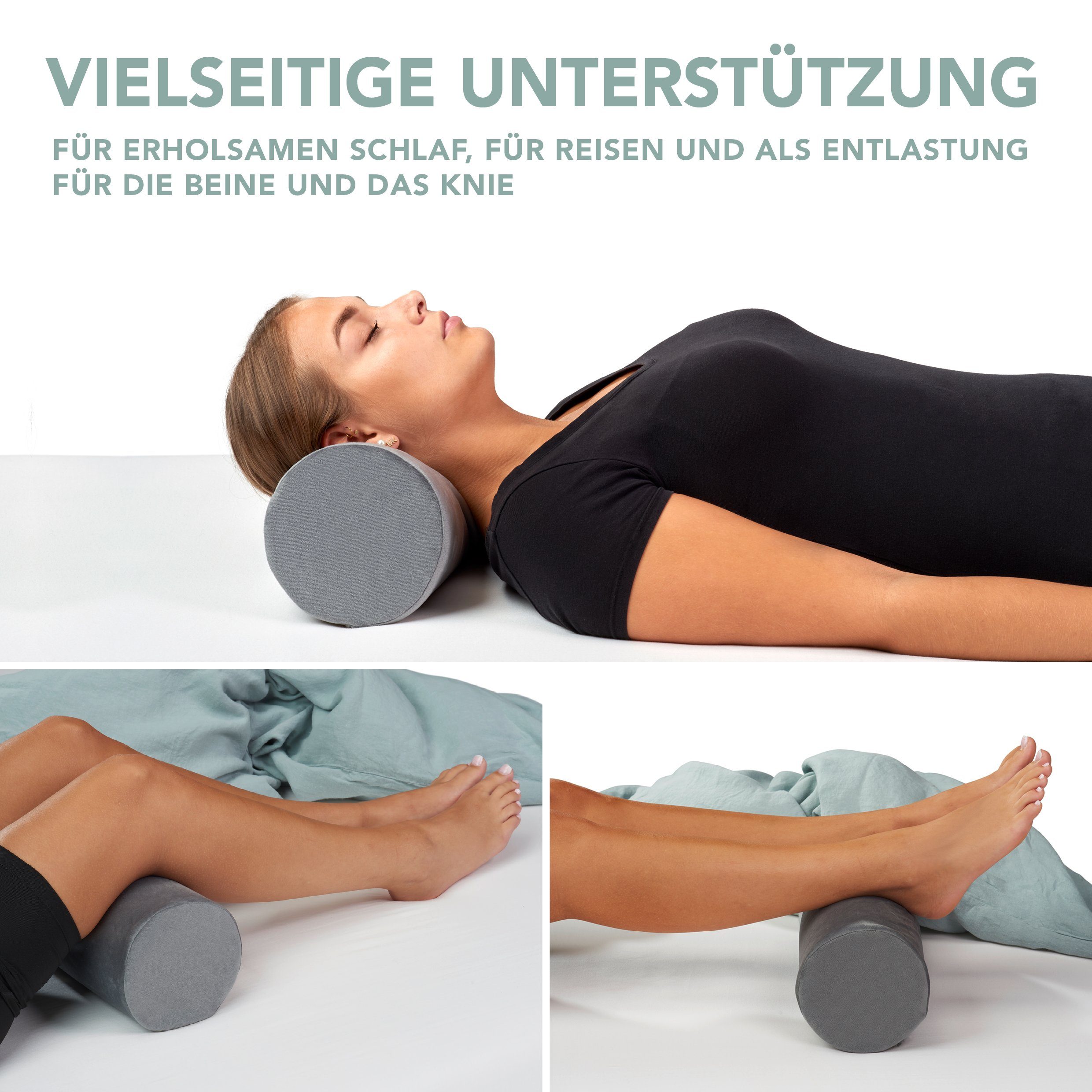 XDREAM und wirkt stützend Memory-Effekt, Viscoschaum aus entlastend, ergonomisches 1-tlg., Nackenstützkissen super weicher mit Nackenrolle Mikroplüsch-Bezug