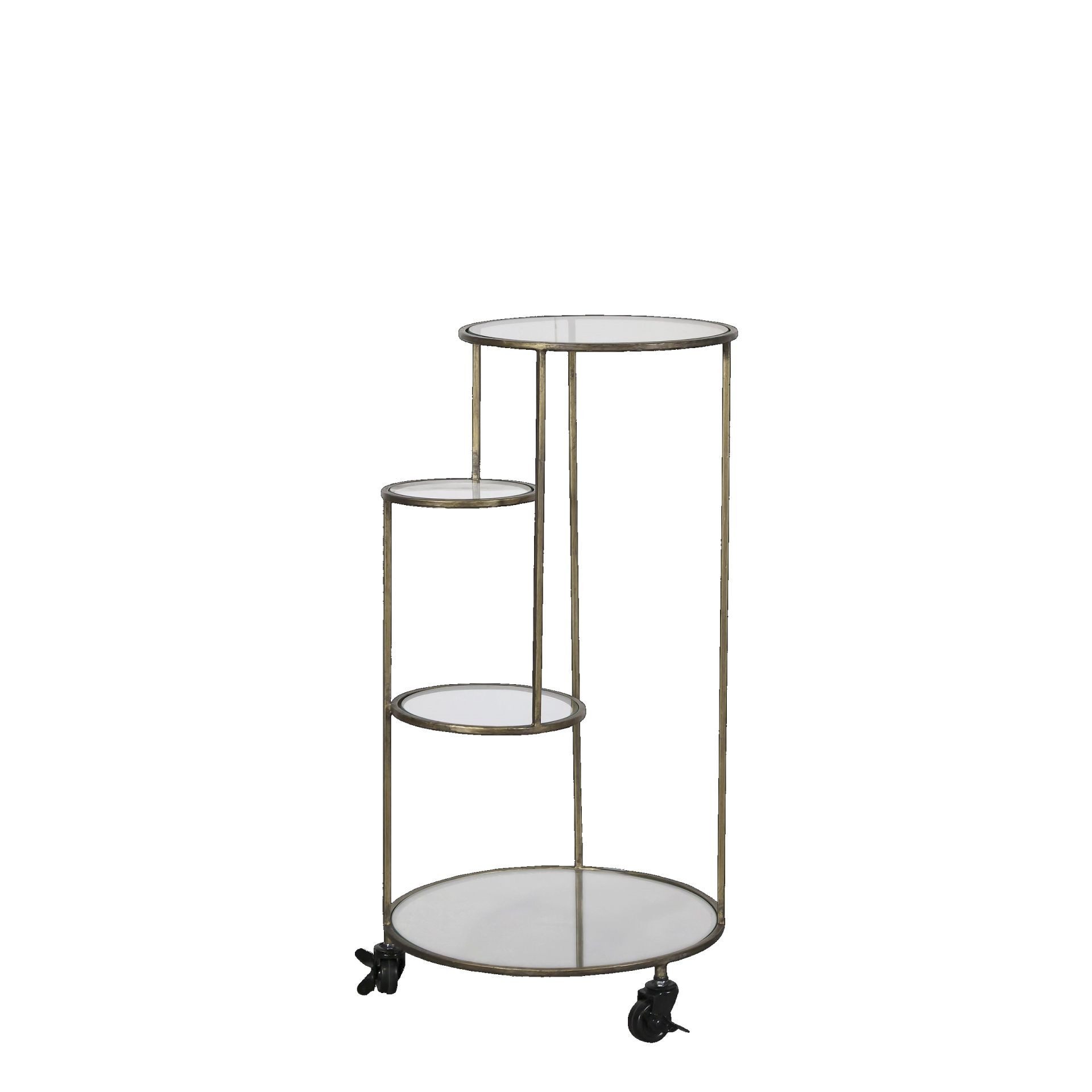 Chic Antique Beistelltisch Vintage Nachttisch Zoé Metall Antik-Gold 4 Ablagen