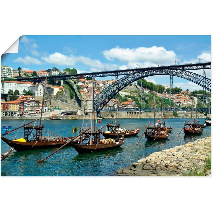 Artland Wandbild Panorama Porto Eiffelbrücke und Douro Bilder von Booten & Schiffen (1 St) als Alubild Leinwandbild Wandaufkleber oder Poster in versch. Größen