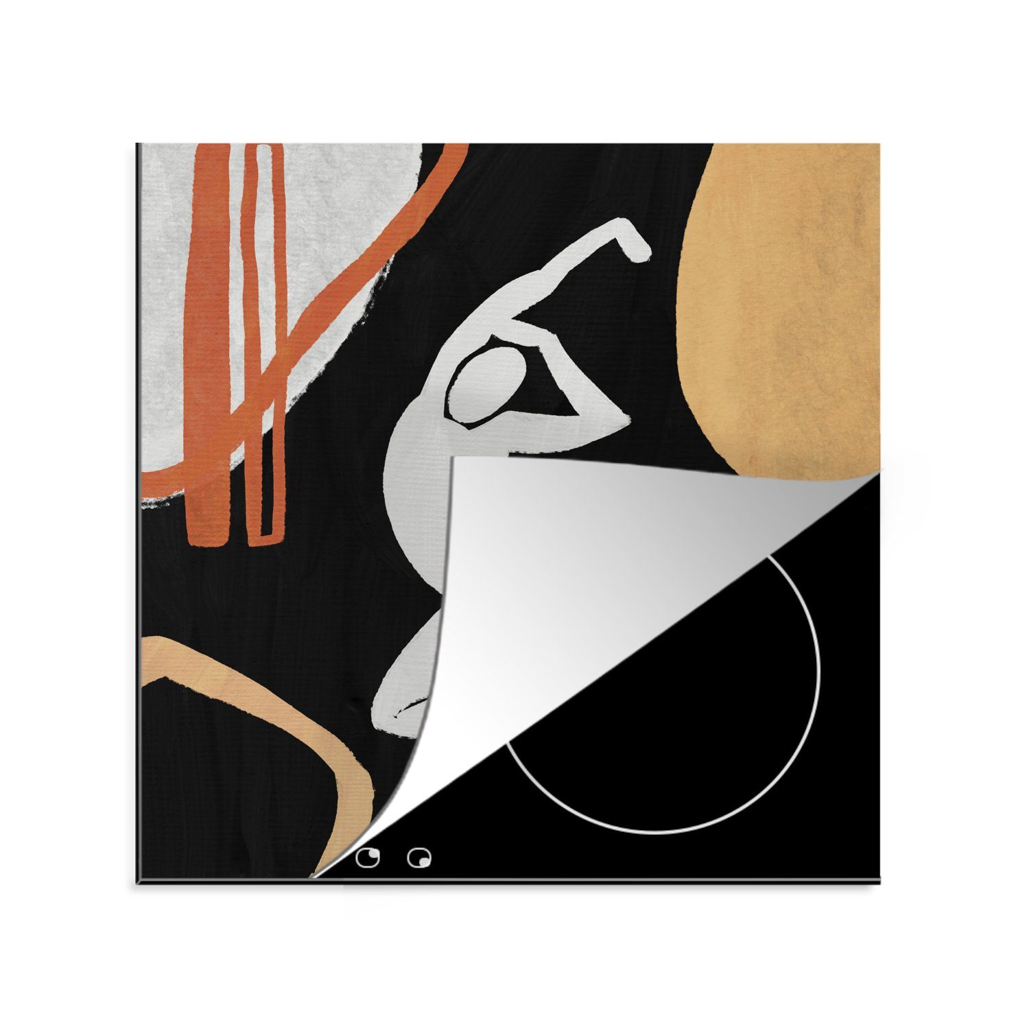 MuchoWow Herdblende-/Abdeckplatte Frau - Figur - Abstrakt, Vinyl, (1 tlg), 78x78 cm, Ceranfeldabdeckung, Arbeitsplatte für küche