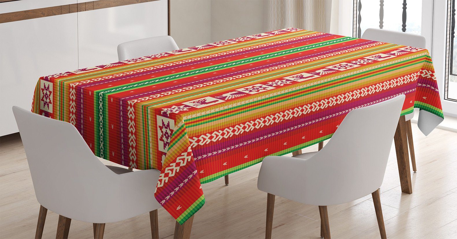 Aztec Abakuhaus Klare Farbfest Bunt Farben, Tischdecke Waschbar den Für Bereich Außen amerikanische geeignet