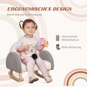 HOMCOM Sessel Schaukelstuhl Kindermöbel Kinderstuhl Lammfellimitat Grau (Kindersessel, 1-St., Kindercouch für Kinder 1,5-3 Jahre), 50B x 45T x 44H cm