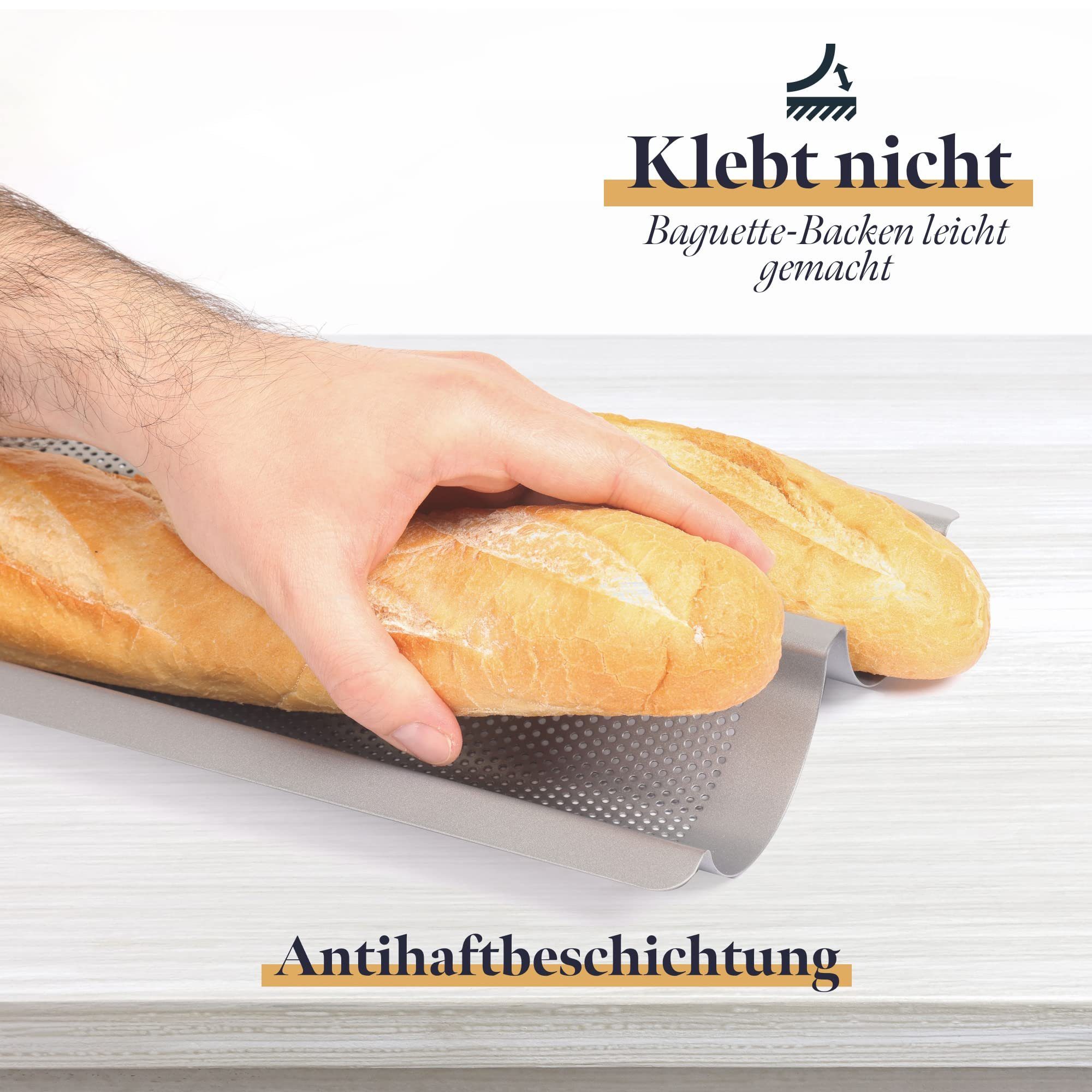 Antihaftbeschichtung, Stahl GOURMEO Baguettes, Backblech Baguette-Backblech Silber, 2 GOURMEO Legierter