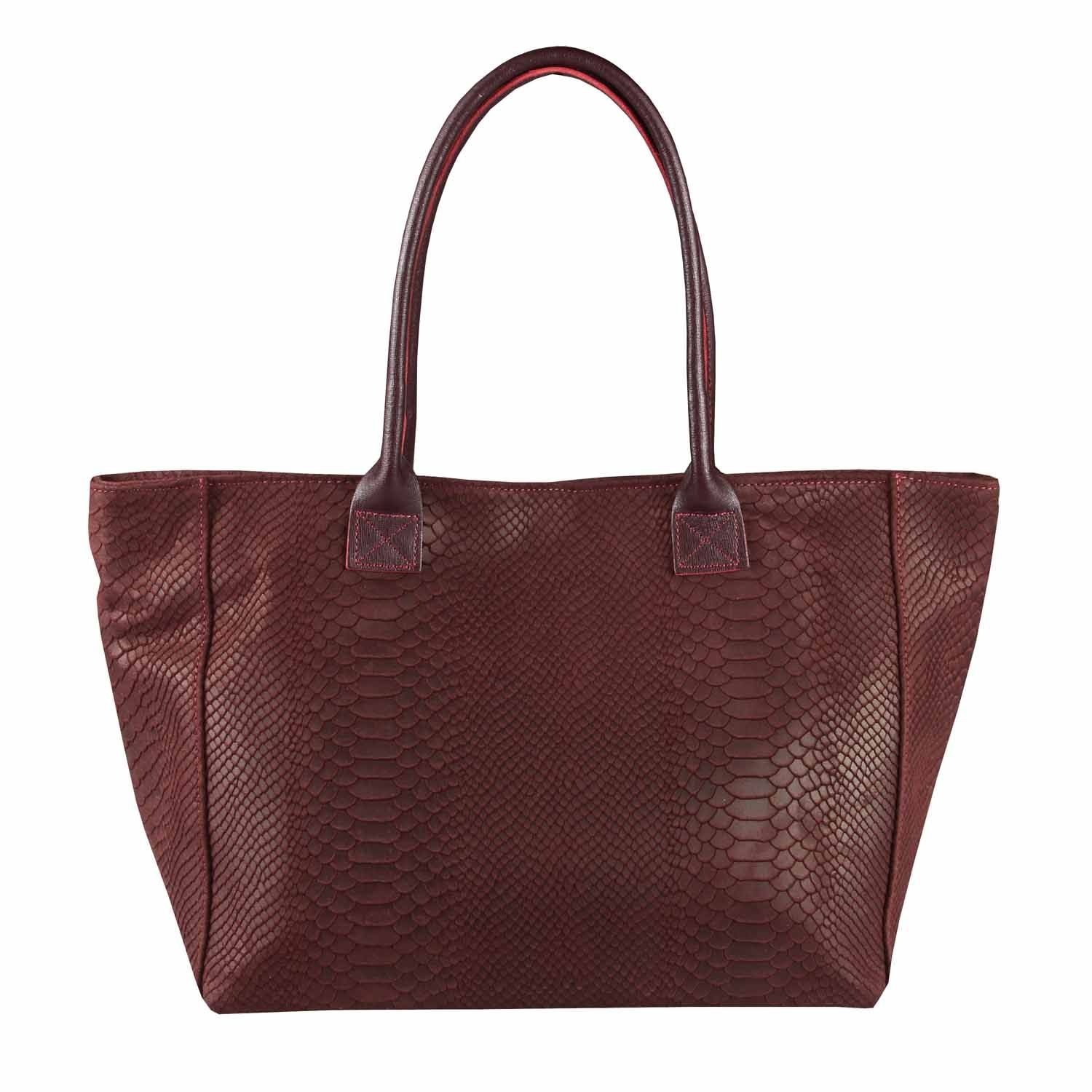 Shopper Made in Italy Damen Leder Tasche Schlange Prägung Tote Bag Handtasche
