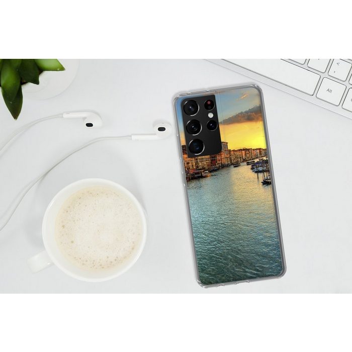 MuchoWow Handyhülle Venedig am Abend Phone Case Handyhülle Samsung Galaxy S21 Ultra Silikon Schutzhülle