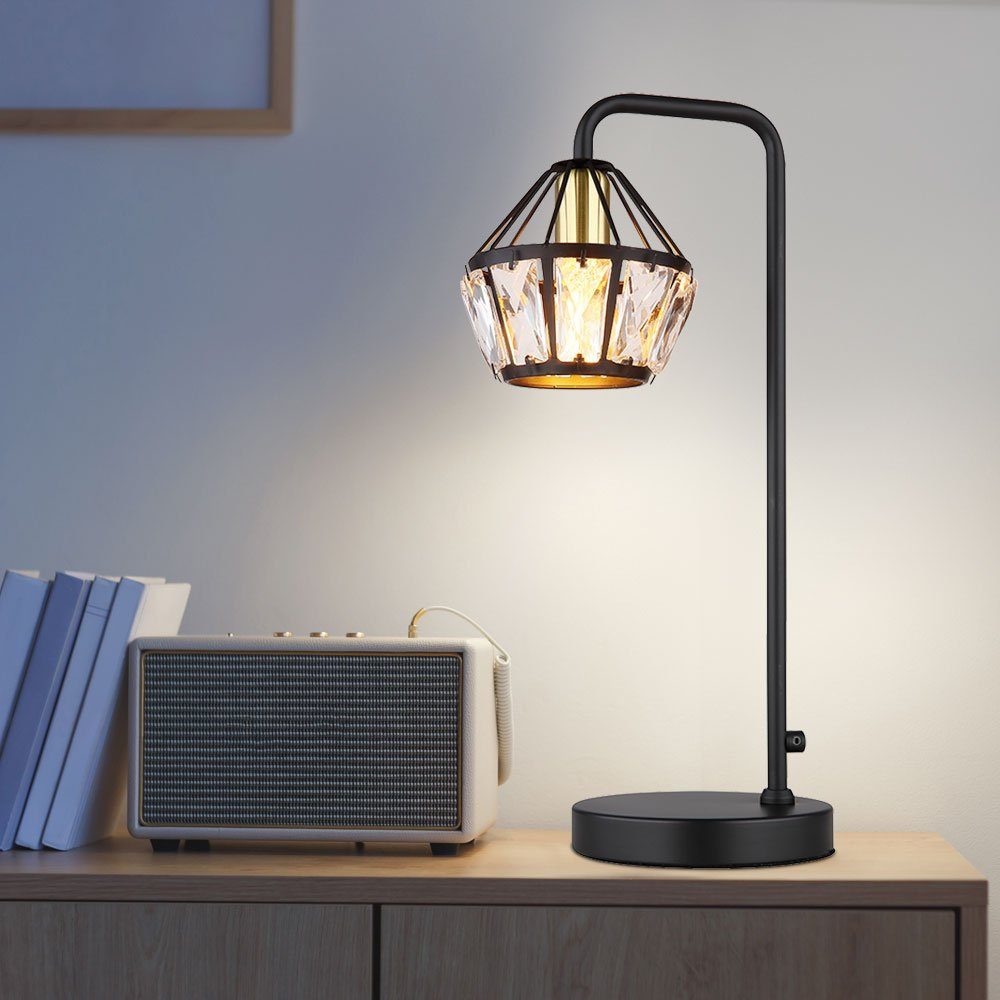 GLOBO LIGHTING Tischleuchte, Leuchtmittel nicht inklusive, Tischlampe rauch Leseleuchte Lampe Tischleuchte Glaskugel H 43 cm