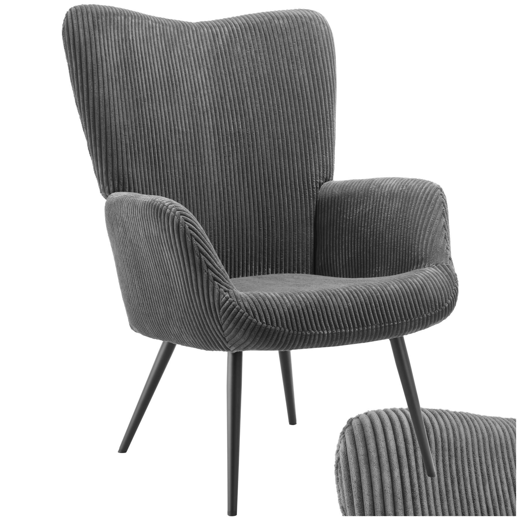 tectake Relaxsessel Sessel Hygge gepolstert, Bouclé-Stoff, Belastbarkeit 15 günstig online kaufen