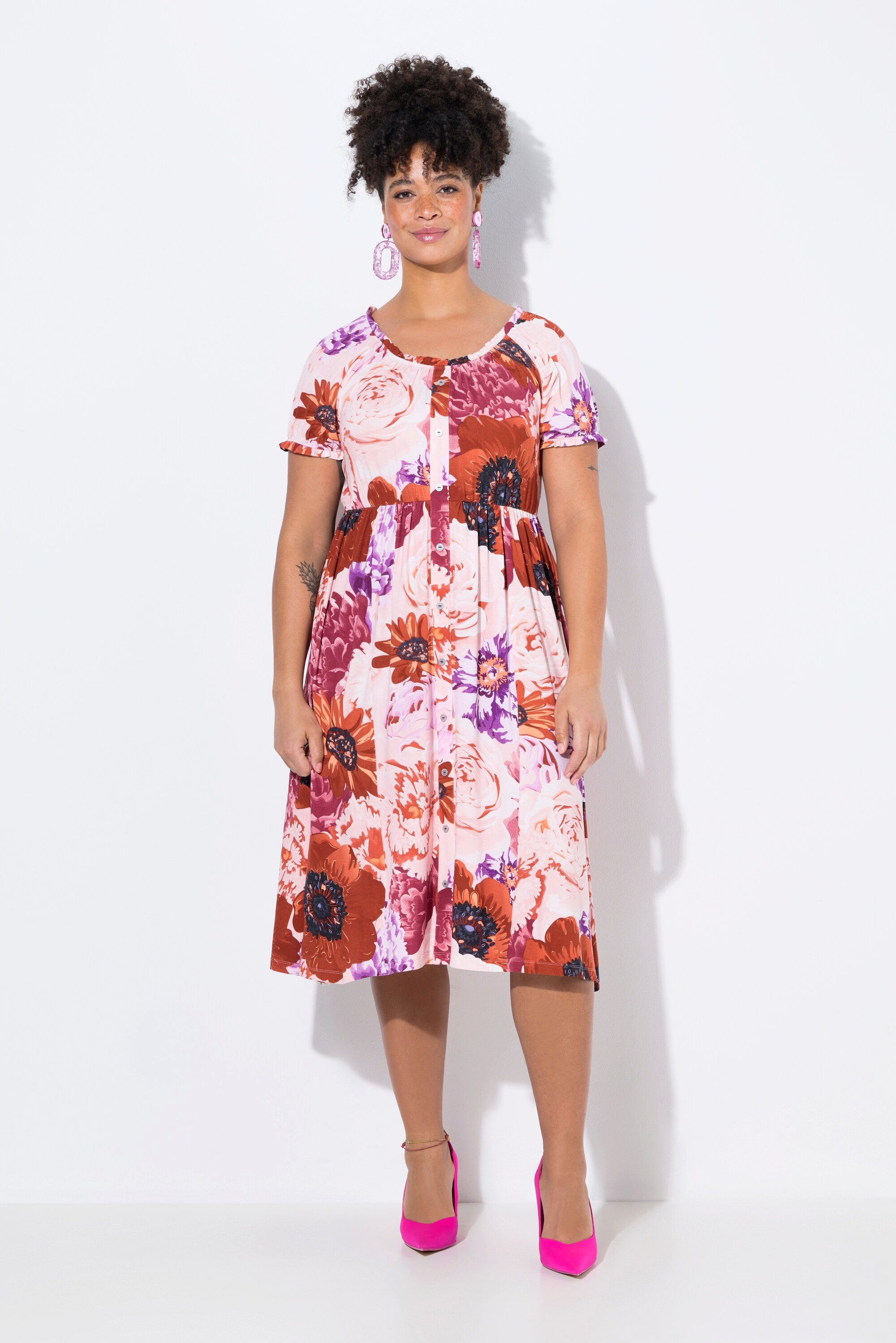 Jerseykleid Midi-Jerseykleid A-Linie Allover-Print